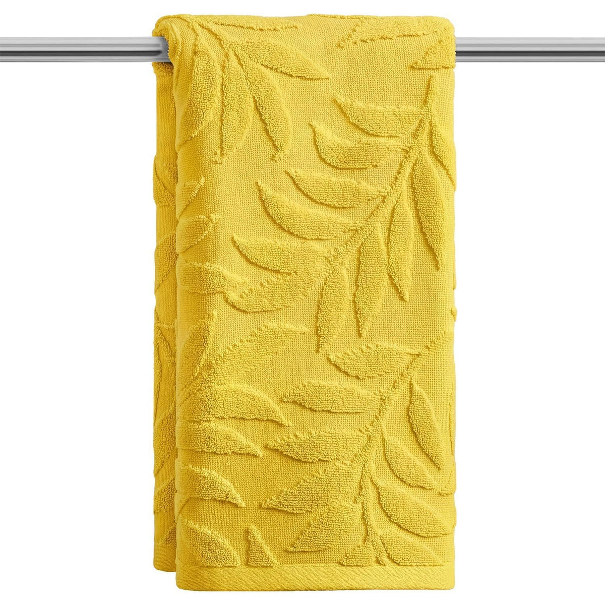 Artoid Mode 2 Pcs Beige 3D Leaves Jacquard Hand Towels for Bathroom, 100% Cotton Soft Absorbent Bathroom Decor Towels, 13.7 x 29.5 Inch