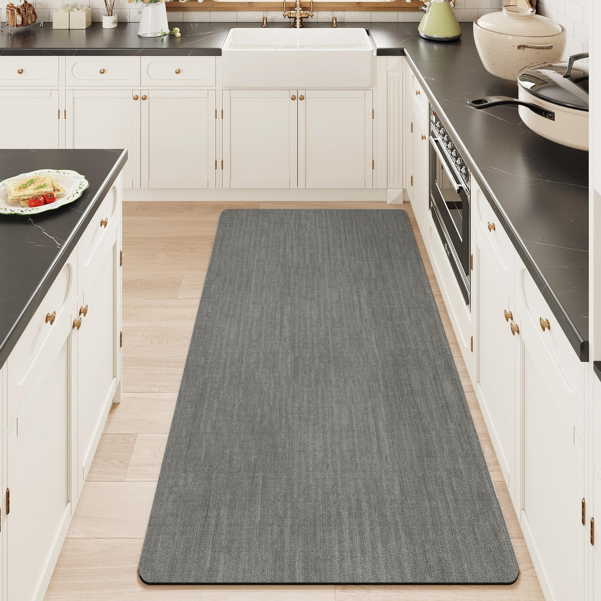 Mecko Bath Mat 16"x24",Ultra Thin Bathroom Rug fit Under Door Light Grey