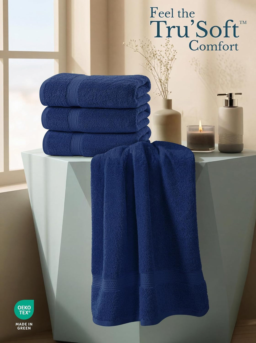 Utopia Towels 4 Pack Premium Bath Towels, 27x54 in, 600 GSM Cotton Navy Blue