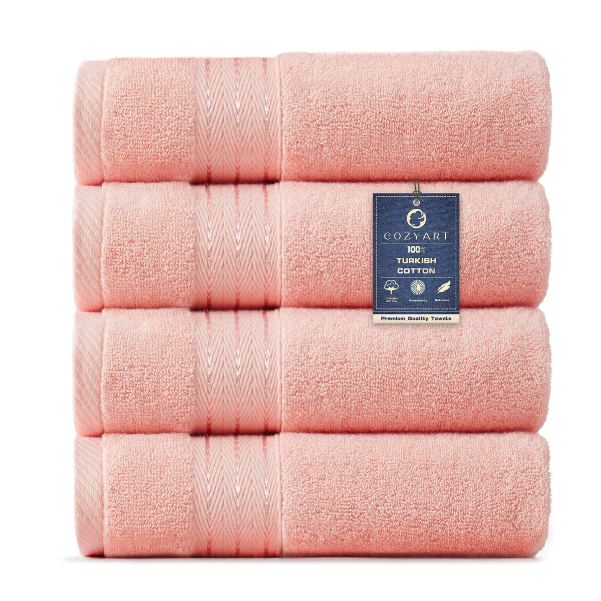 COZYART Luxury Bath Towel Set 6 Pcs, Dark Green 100% Turkish Cotton 650 GSM