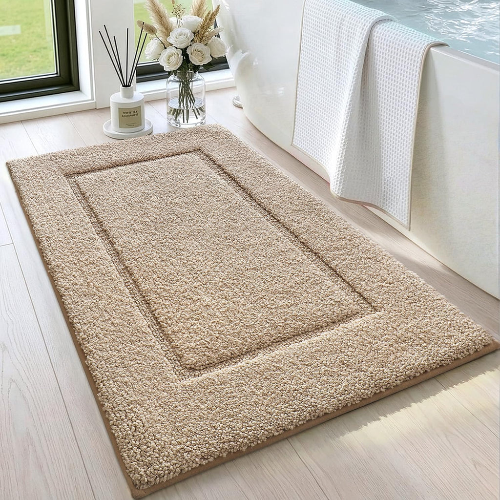 DEXI Bath Mat 36x24, Absorbent and Non Slip Bathroom Rugs, Beige