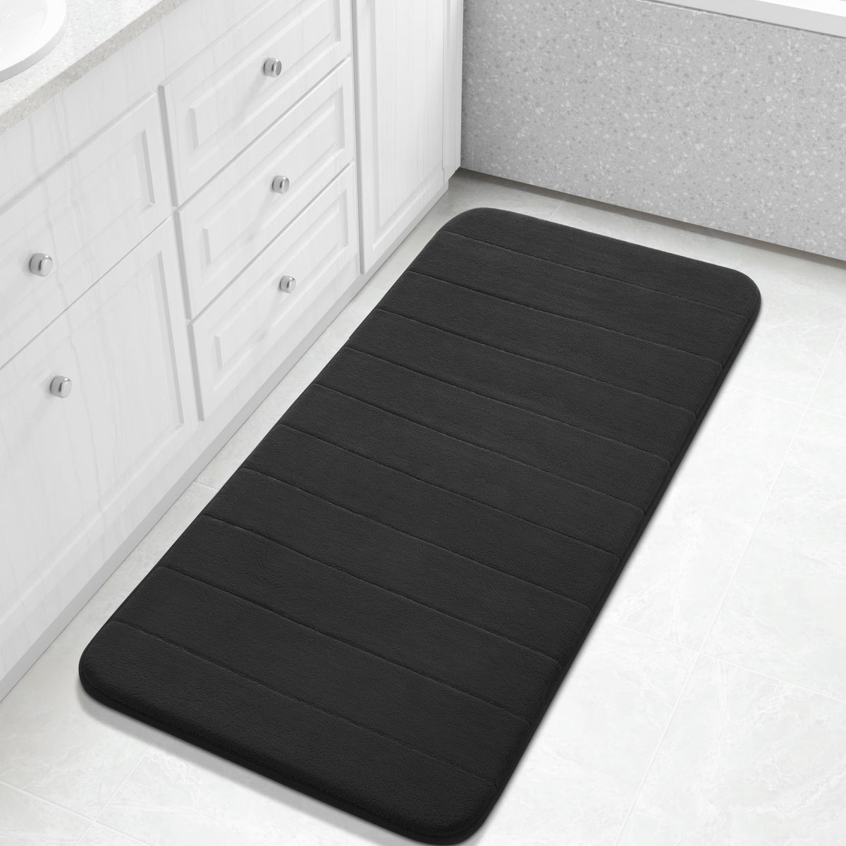 Yimobra Memory Foam Bath Mat, Super Soft Absorbent Bathroom Rug Non Slip, Quick Dry, Machine Washable Floor Carpet for Tub Shower, Home Decor Accessories, 24x17, Grey