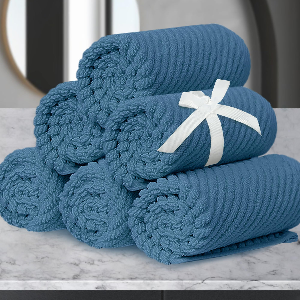 VOOVA & MOVAS 6PC Towel Set, 100% Cotton, Dark Grey