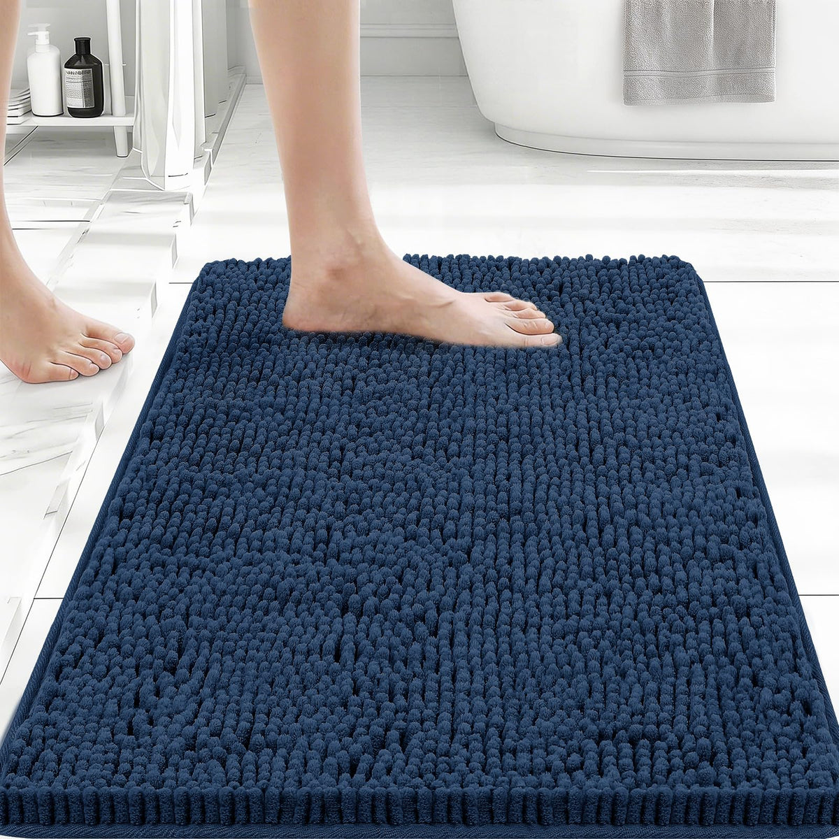 Bcoimo Small Bath Rug Mat,Sage Chenille High Absorbent Bathroom Floor Mats