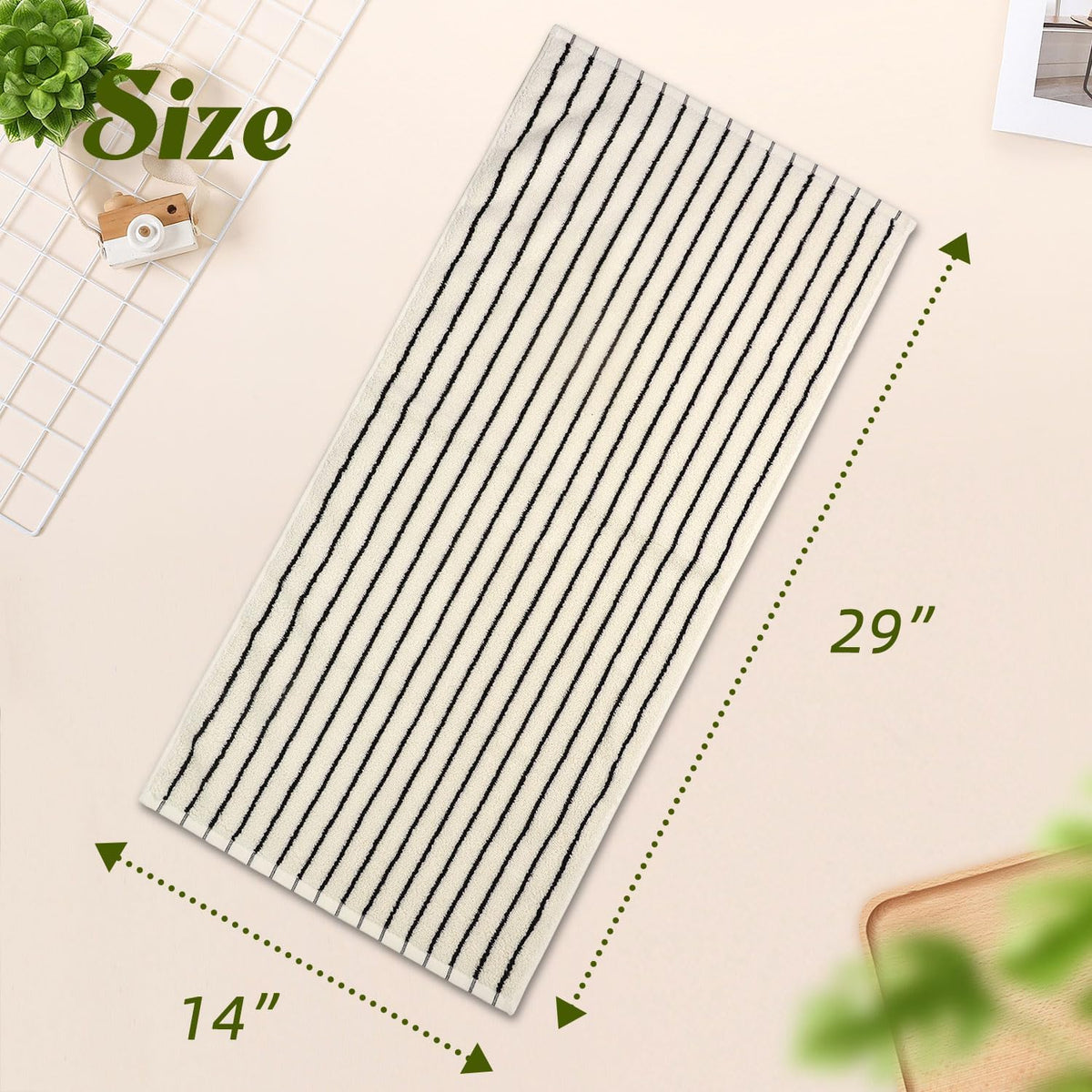 Black and White Striped Hand Towels for Bathroom, Vintage Kitchen Decor