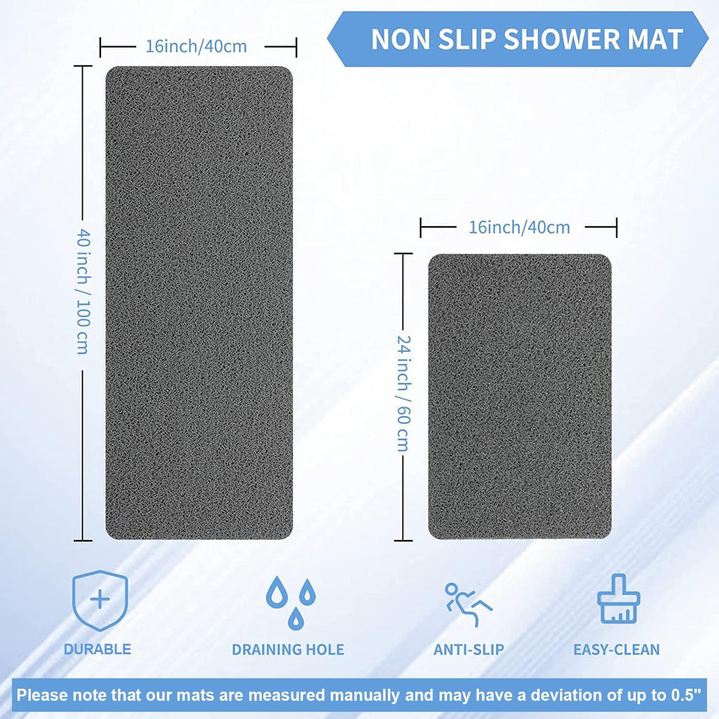 Hargiis Non Slip Bathtub Mat, Anti Slip Shower Mat, Fast Drying Bath Tub Mats, Foot Scrubber Mat, Anti Slip Mat for Tub, Floor, Bathroom, Home, Kitchen, Hotel (Grey 24"x16")