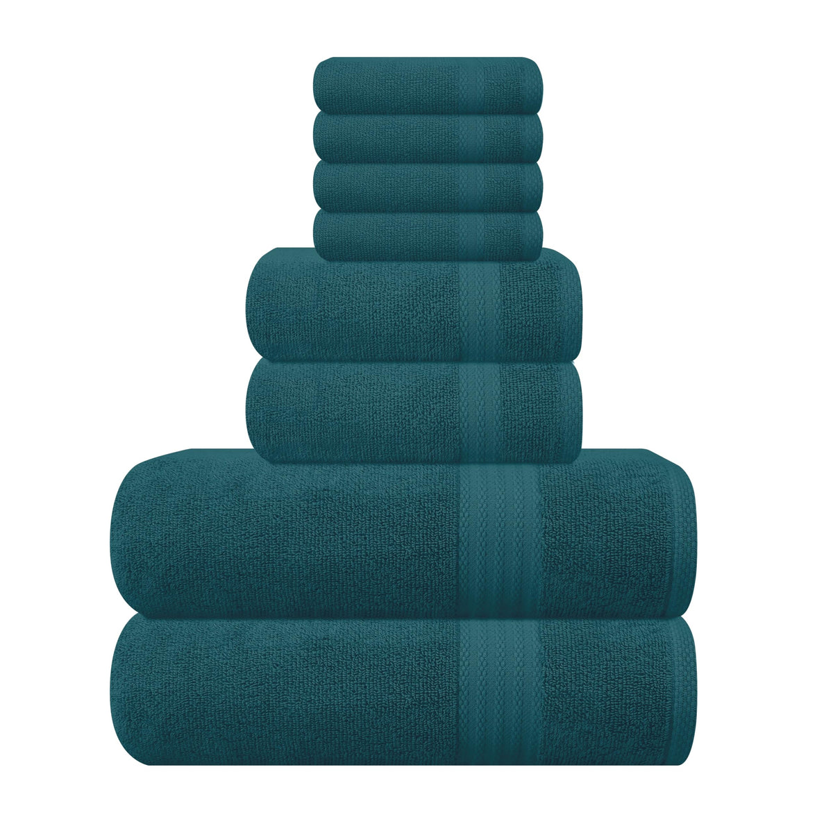 GLAMBURG Ultra Soft 8-Piece Towel Set - 100% Pure Ringspun Cotton, Contains 2 Oversized Bath Towels 27x54, 2 Hand Towels 16x28, 4 Wash Cloths 13x13 - Ideal for Everyday use, Hotel & Spa - Black