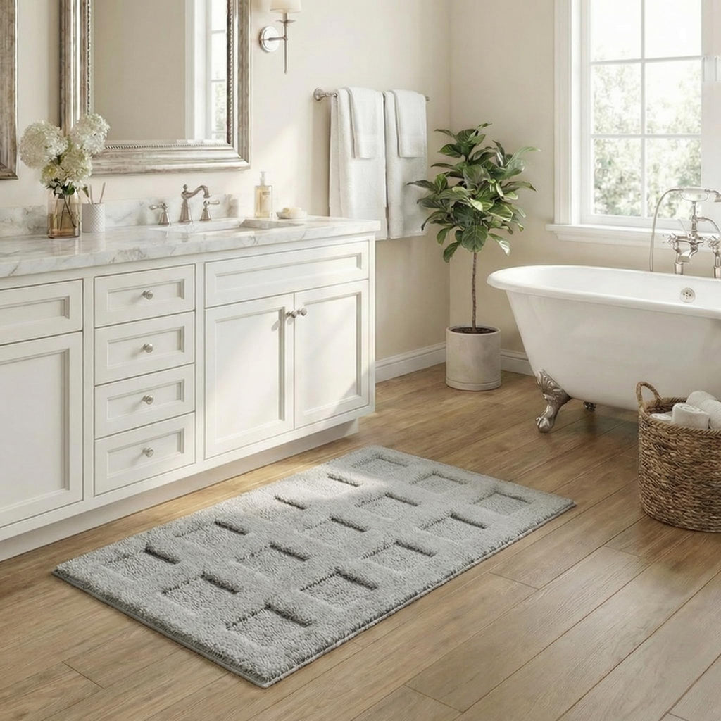 GRANNY SAYS Gray Bathroom Rug 20" x 30", Non-Slip Microfiber Bath Mat