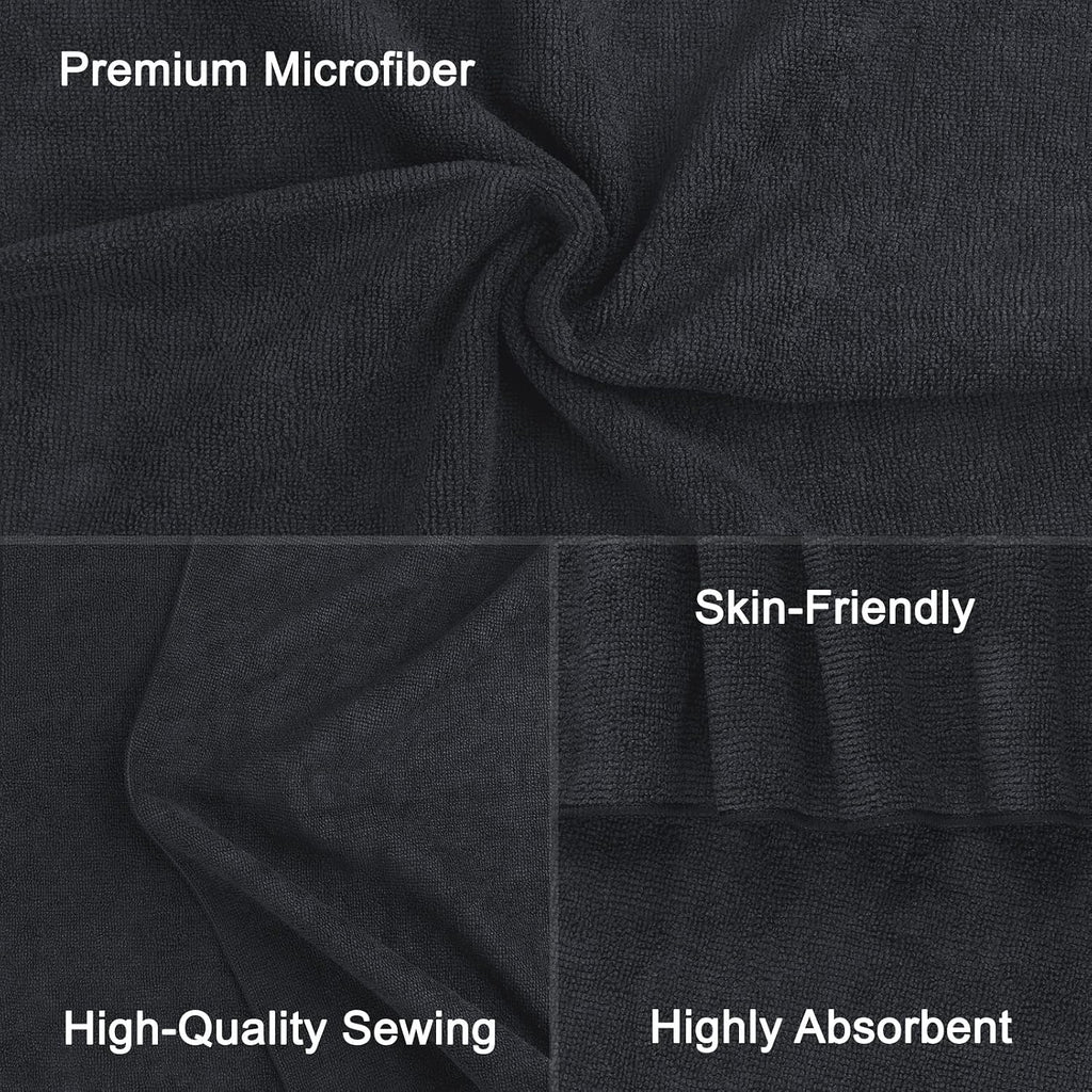 Orighty Salon Towels, 12 Pack Black Microfiber Hair Towel (16 x 29 Inch)