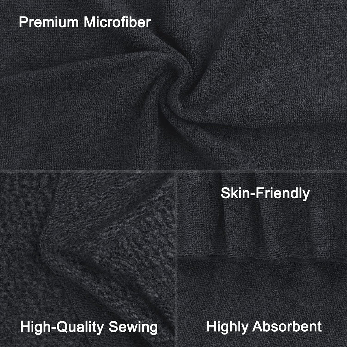 Orighty Salon Towels, 12 Pack Black Microfiber Hair Towel (16 x 29 Inch)