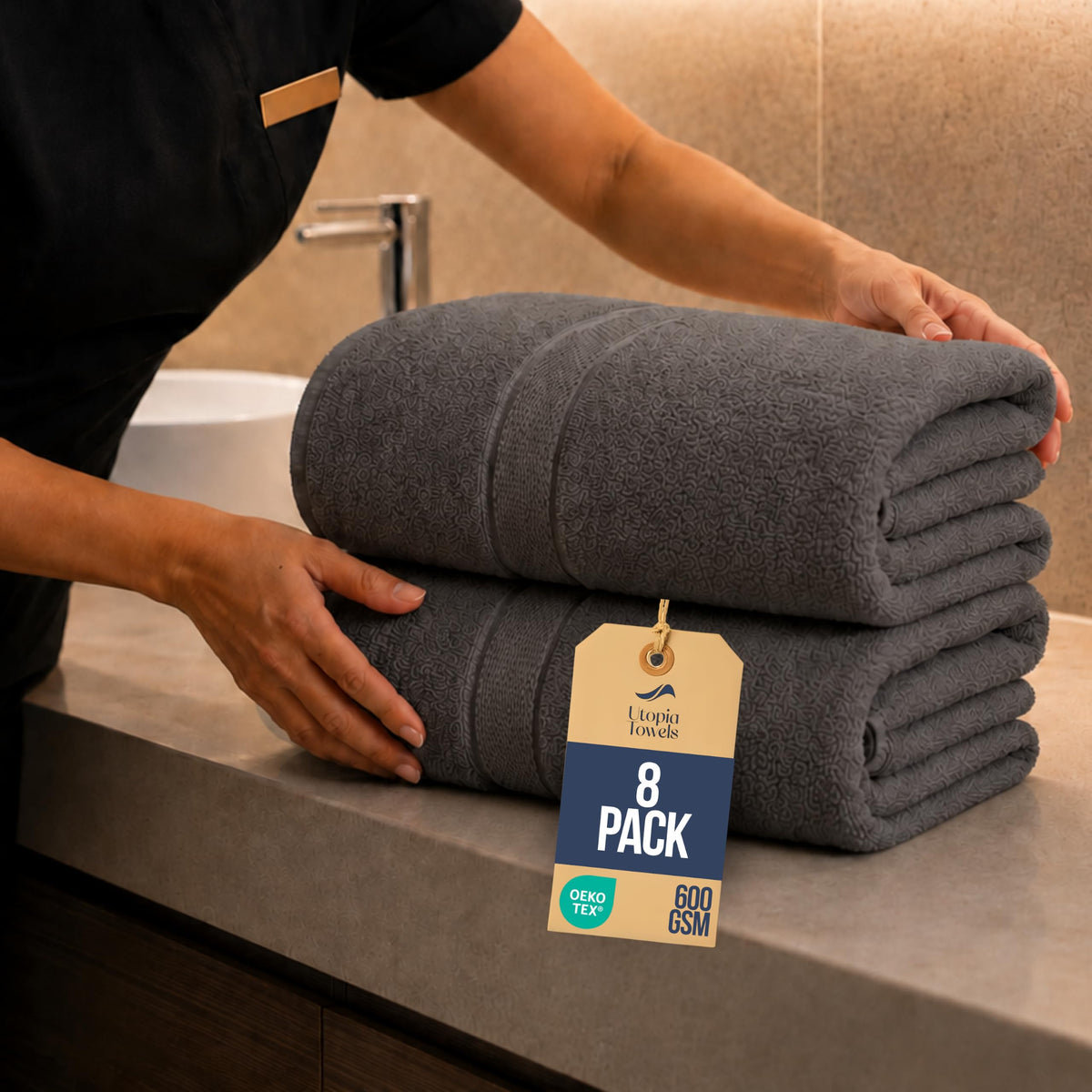 Utopia Towels Jumbo Bath Sheets, 2 Pack, 35x70 in, 600 GSM Cotton, White