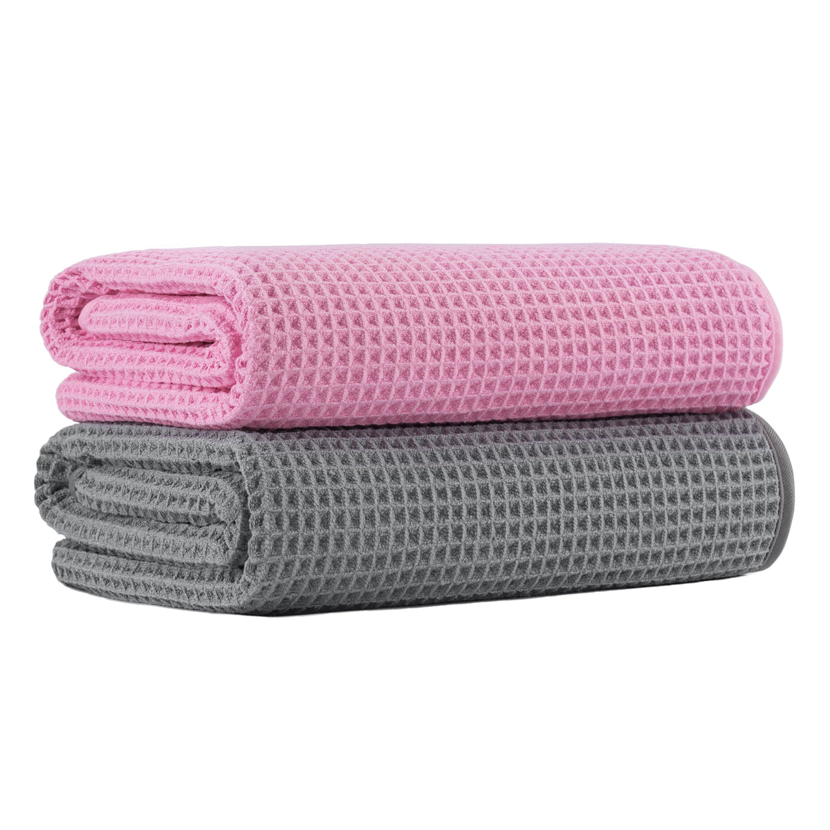MICROFI New Microfiber Waffle Bath Towels, 2 Pieces, Oversized, Soft, Absorbent, Fast Drying, Lint Free 430 GSM (30''x60''/76cm x 152cm)