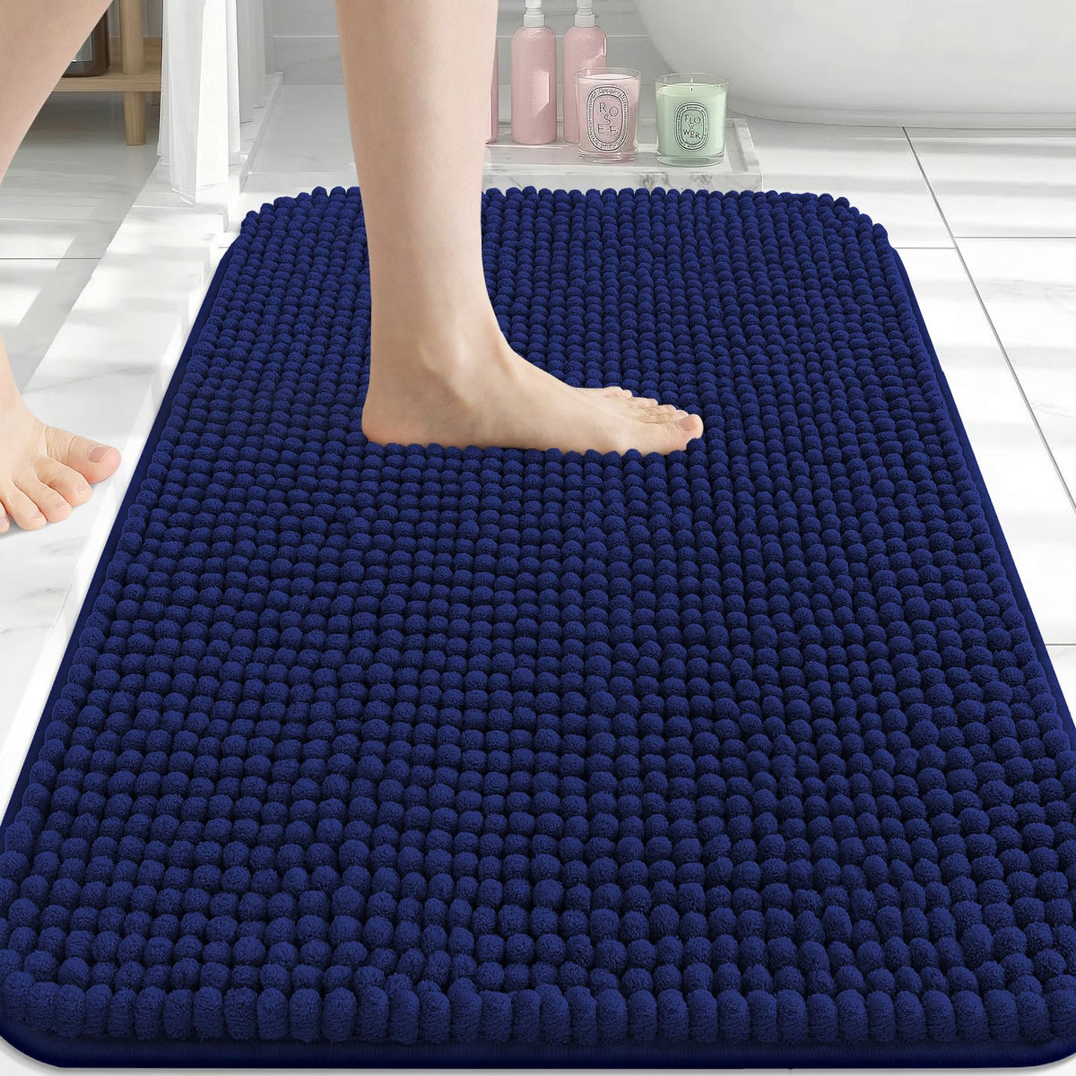Arotive Chenille Bathroom Rugs 30x20, Soft Absorbent Bath Mat, Grey
