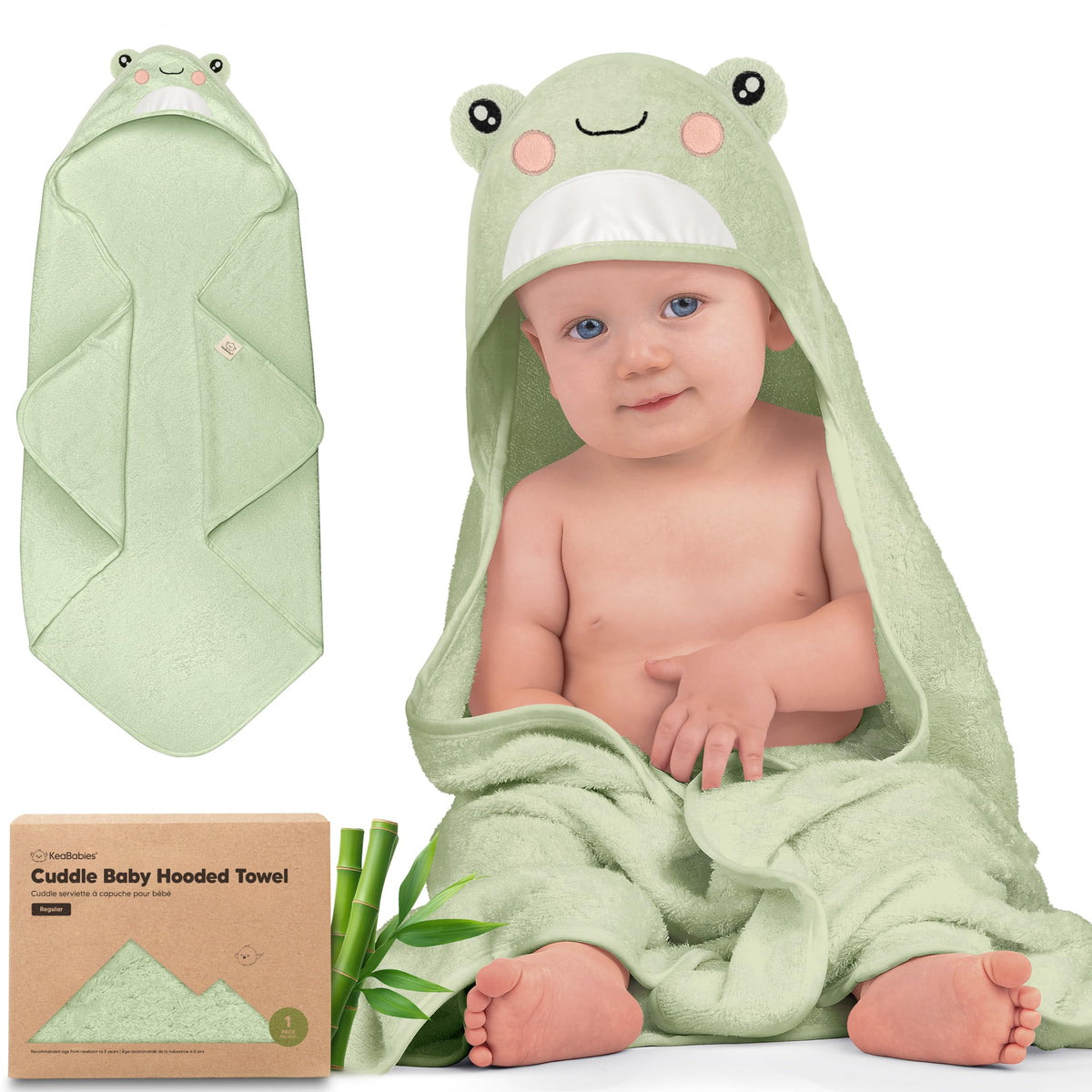 KeaBabies Hooded Baby Towel for Newborn, Baby Bath Towels (Duck, 35x35)
