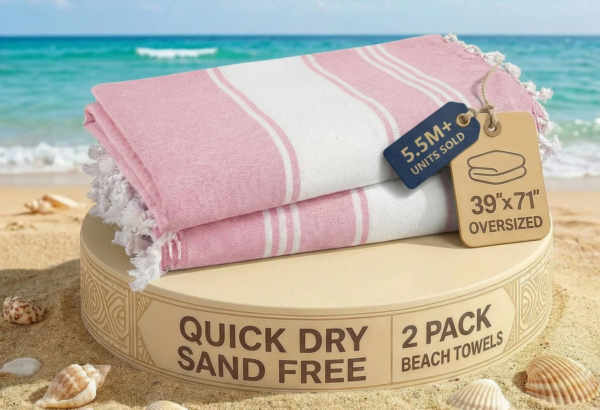 LANE LINEN Turkish Towels 6 Pcs, Beach Towels Oversized, Soft - Beach Party