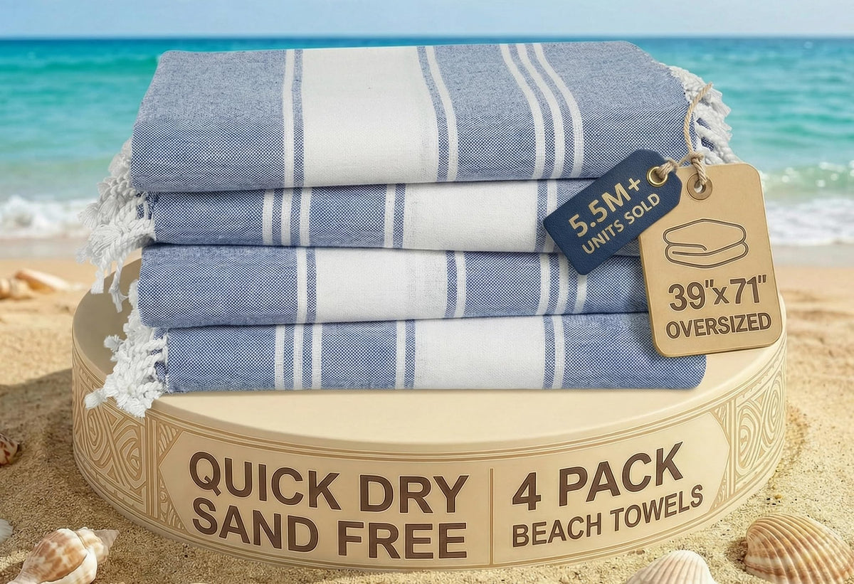 LANE LINEN Turkish Towels 6 Pcs, Beach Towels Oversized, Soft - Beach Party