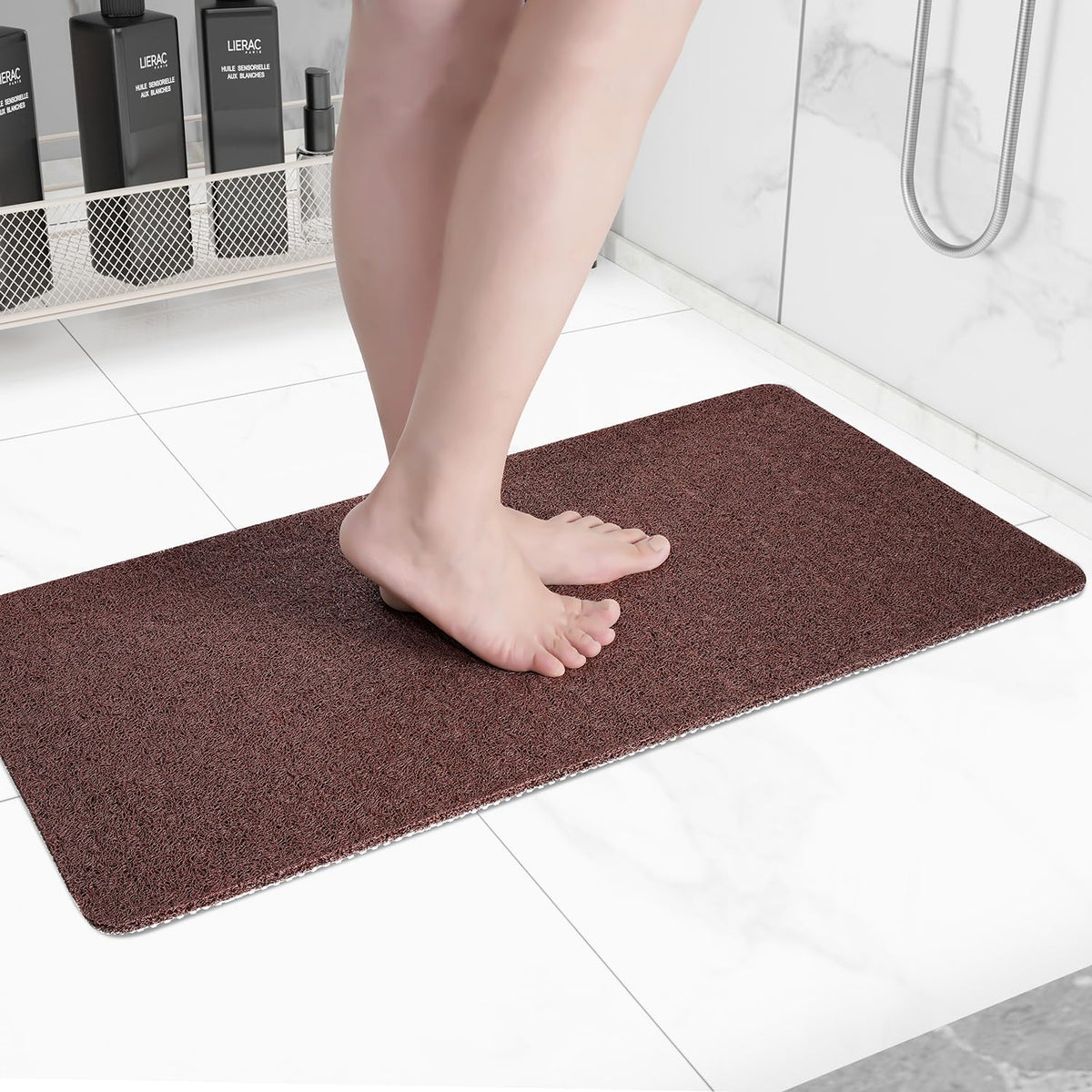 Hargiis Non Slip Bathtub Mat, Anti Slip Shower Mat, Fast Drying Bath Tub Mats, Foot Scrubber Mat, Anti Slip Mat for Tub, Floor, Bathroom, Home, Kitchen, Hotel (Grey 24"x16")