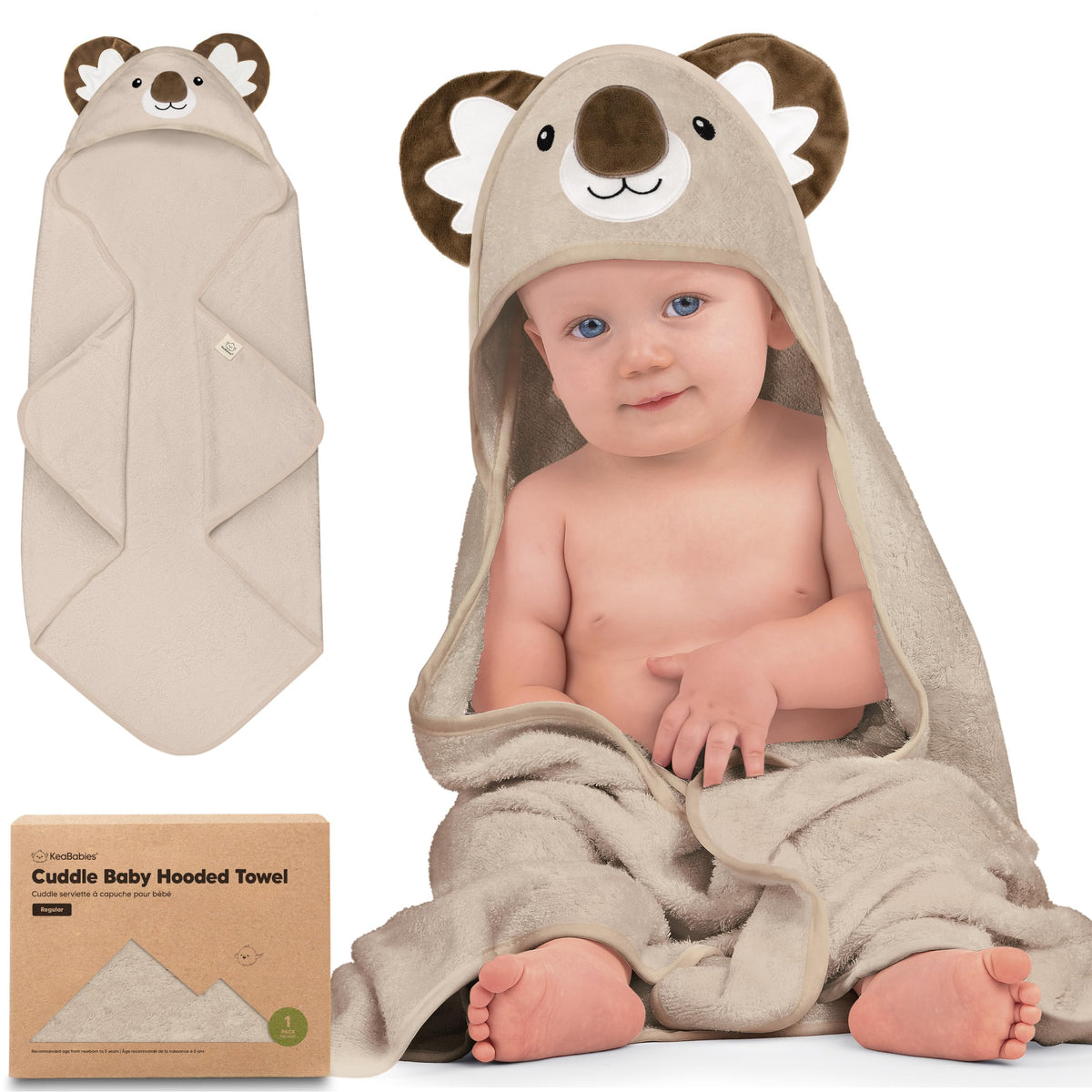 KeaBabies Hooded Baby Towel for Newborn, Baby Bath Towels (Duck, 35x35)
