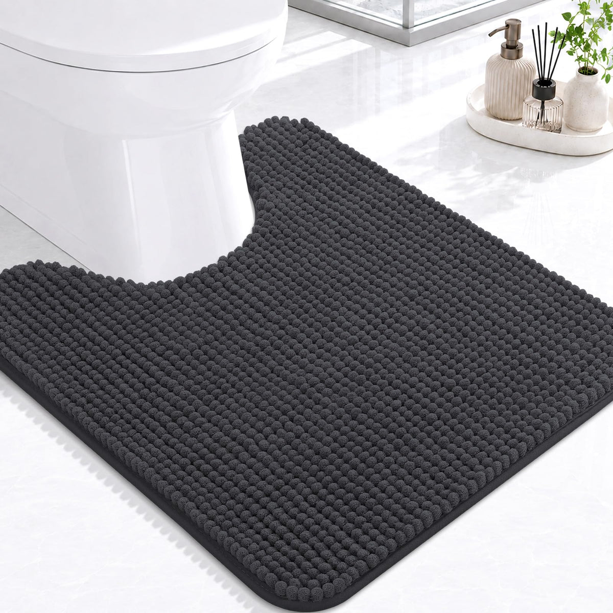 Arotive Chenille Bathroom Rugs 30x20, Soft Absorbent Bath Mat, Grey