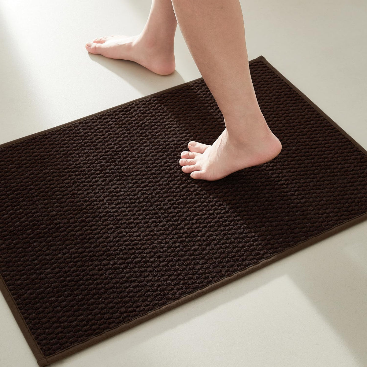 TYUU Bathroom Rugs Non Slip Washable, Super Absorbent Thin Bath Mat Small Quick Dry Low Pile Bathroom Rug, Dark Grey 16"x24"