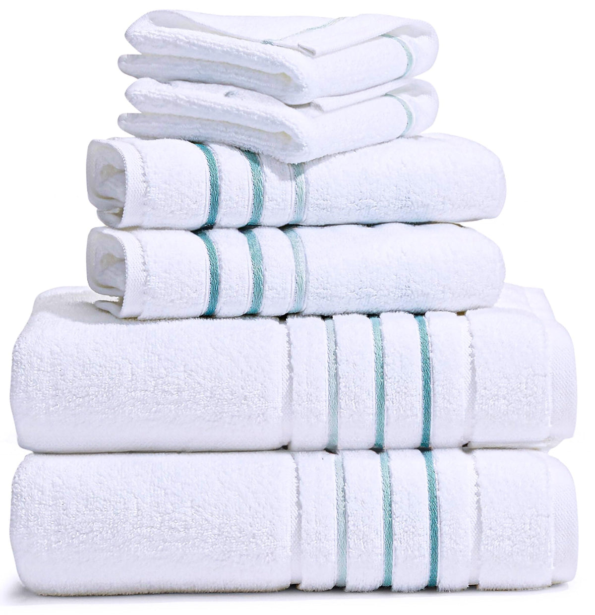 Bath Towels Set for Bathroom – Luxury 6-Piece Cotton Towels, Soft Absorbent & Quick Dry, 600 GSM Bath Towels for Bathroom, Hotel Spa Quality (White/Taupe, 6- Bath Towel Set)