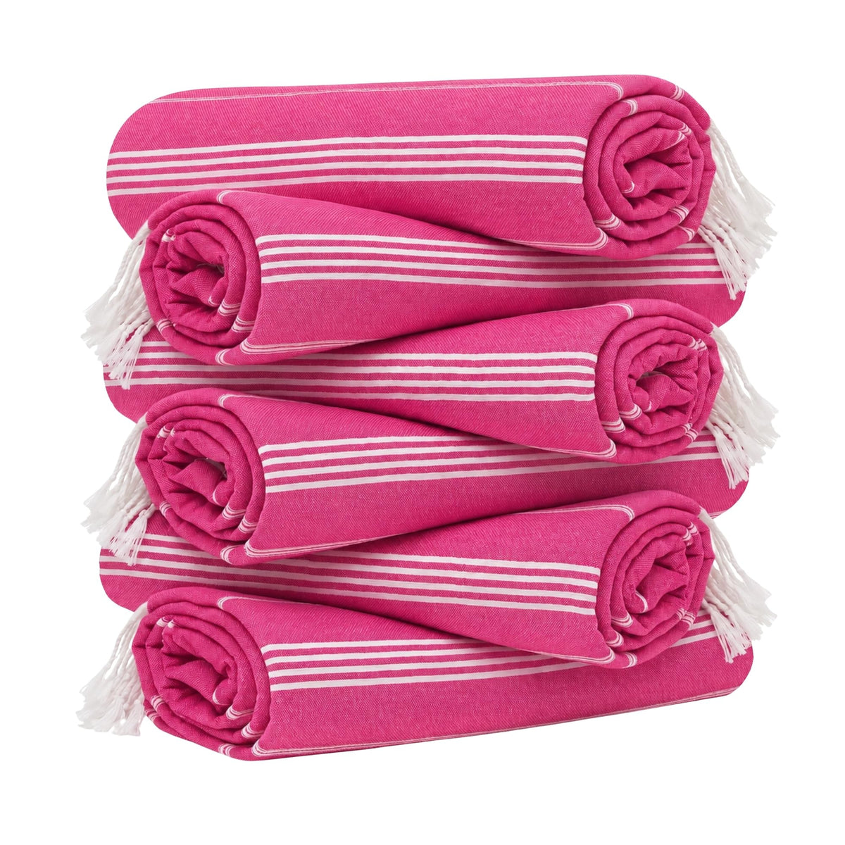 HAVLULAND Turkish Beach Towels, Set of 6, Oversized 72" x 40", 100% Cotton