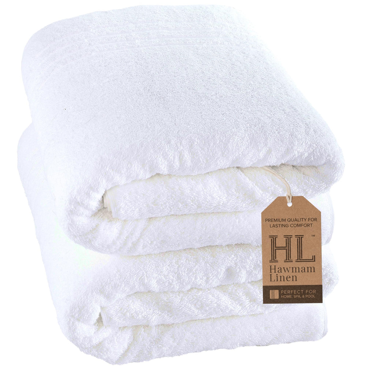 Hawmam Linen White Bath Towels 4 Pack 27 x 54 Inches 100% Turkish Cotton Soft Lightweight and Highly Absorbent Quick Drying Towels, Premium Quality Perfect for Daily Use