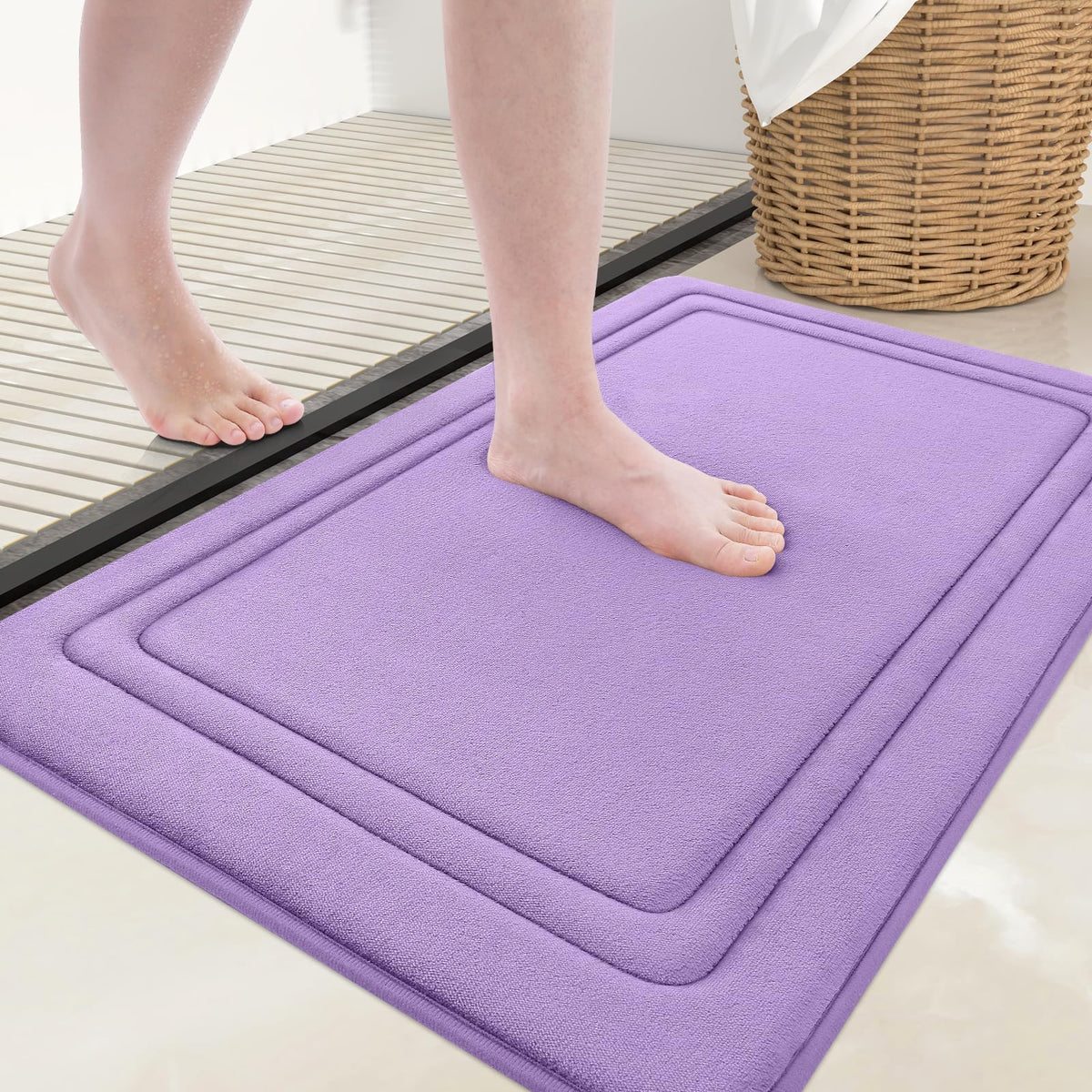 Grandaily Memory Foam Bath Mat Rug 30x20, Ultra Soft, Non-Slip and Absorbent Bathroom Rugs, Machine Wash Dry, Comfortable Bath Carpet for Bathroom Floor, Tub and Shower, Black