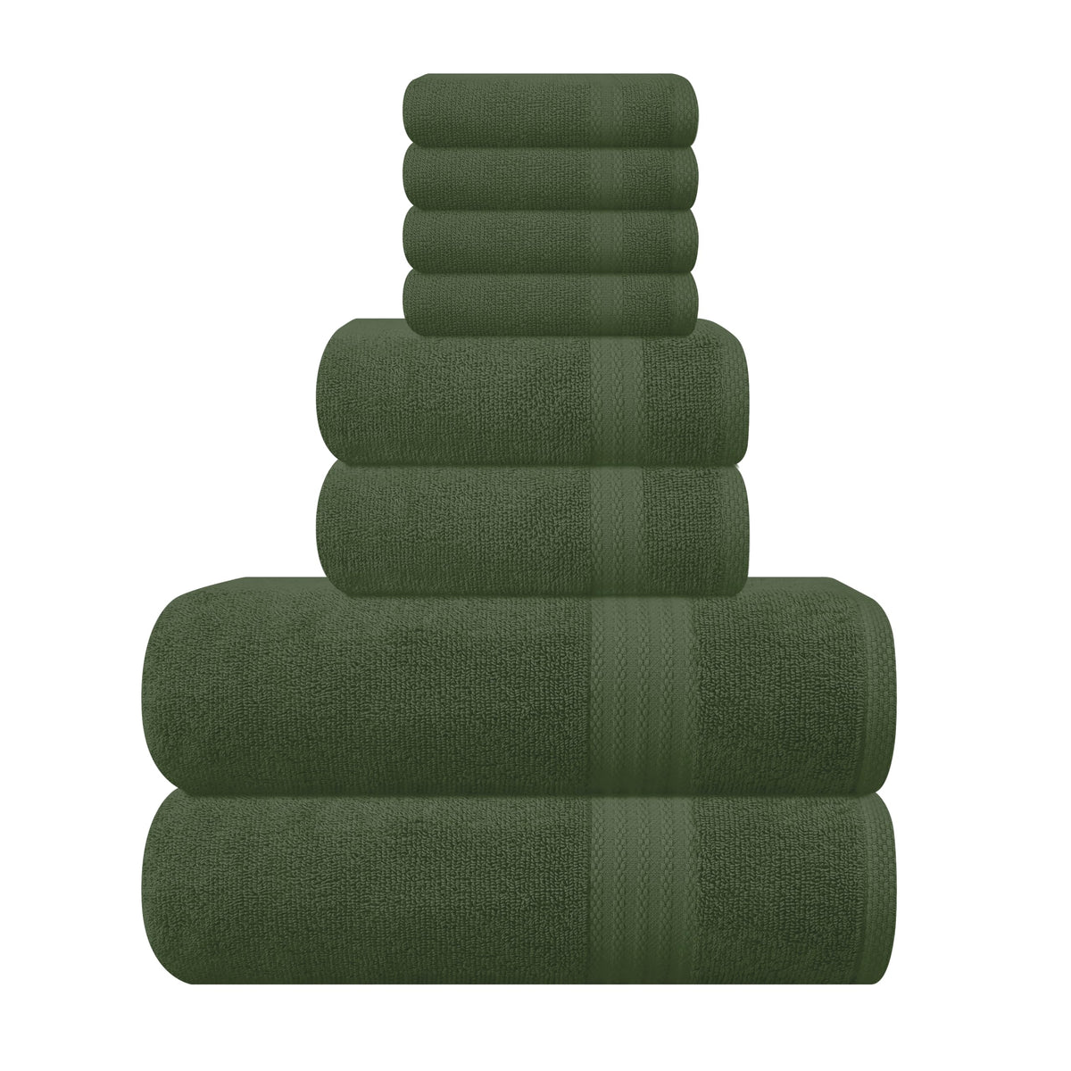 GLAMBURG Ultra Soft 8-Piece Towel Set - 100% Pure Ringspun Cotton, Contains 2 Oversized Bath Towels 27x54, 2 Hand Towels 16x28, 4 Wash Cloths 13x13 - Ideal for Everyday use, Hotel & Spa - Black