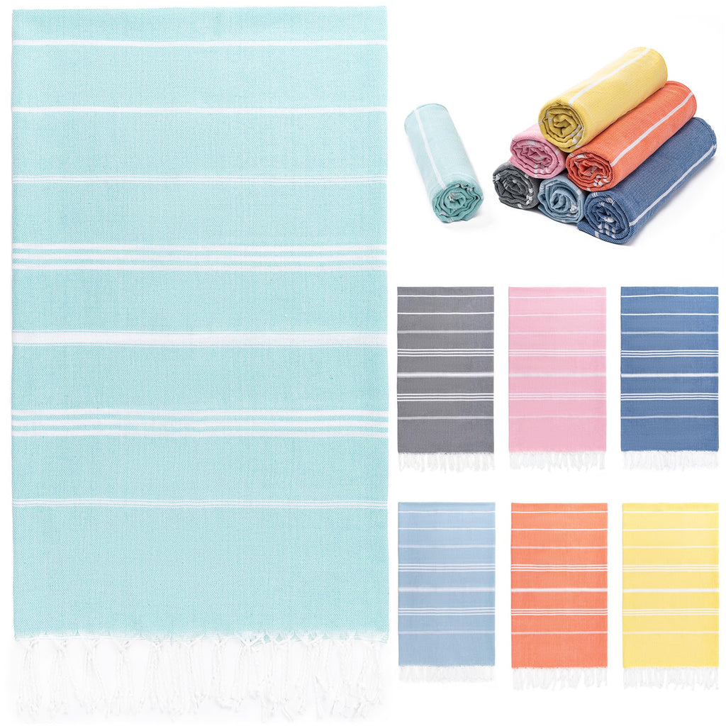 Turkish Beach Towel, 36"x71" Quick Dry Sand Free Oversized Towel, Aqua