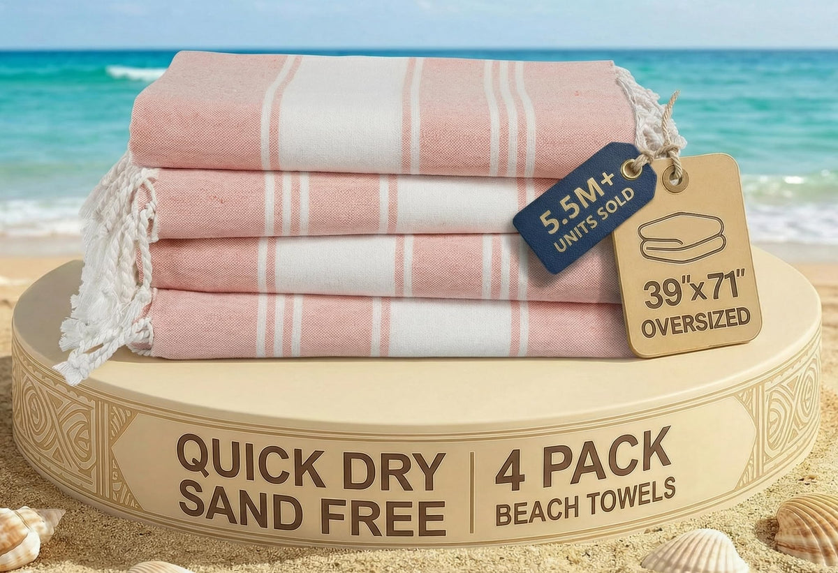 LANE LINEN Turkish Towels 6 Pcs, Beach Towels Oversized, Soft - Beach Party