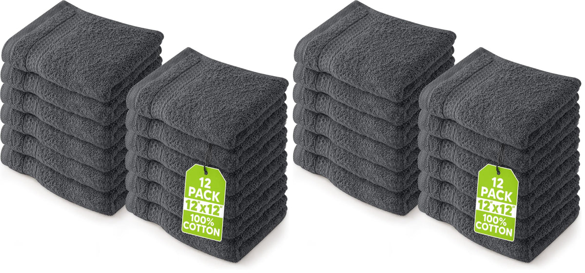 Utopia Towels 12 Pack Premium Wash Cloths, 12x12 in, 100% Cotton, White
