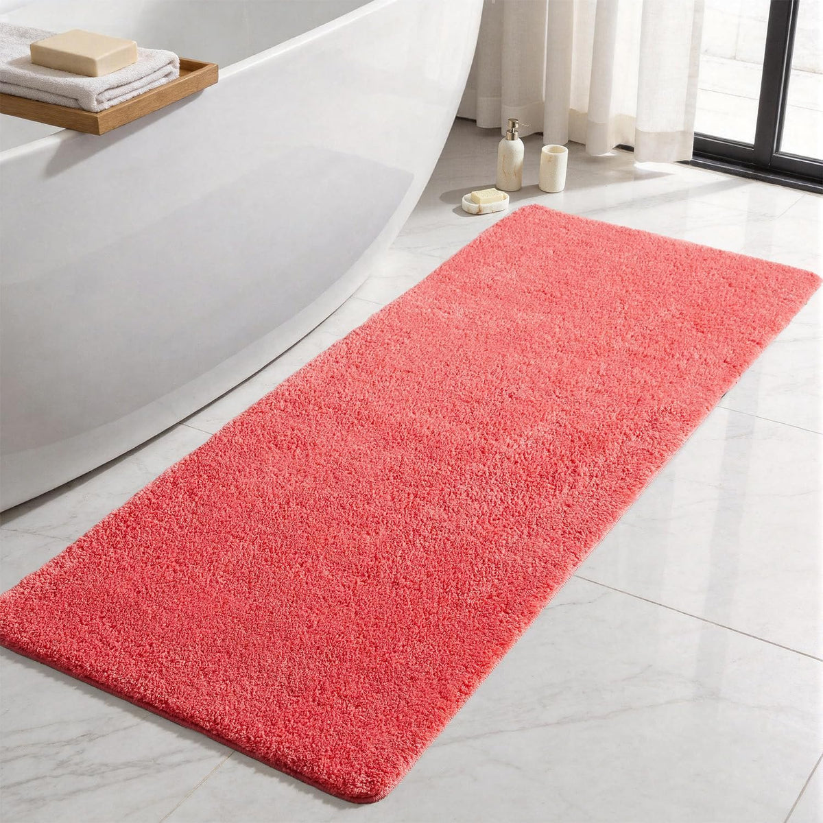TYUU Navy Blue Bathroom Rugs, Ultra Soft Bath Rugs Non Slip Washable, Super Absorbent Quick Dry Small Bath Mat with Rubber Backing for Bathroom Floor, Shower, or Sink, Navy Blue 16" x 24"