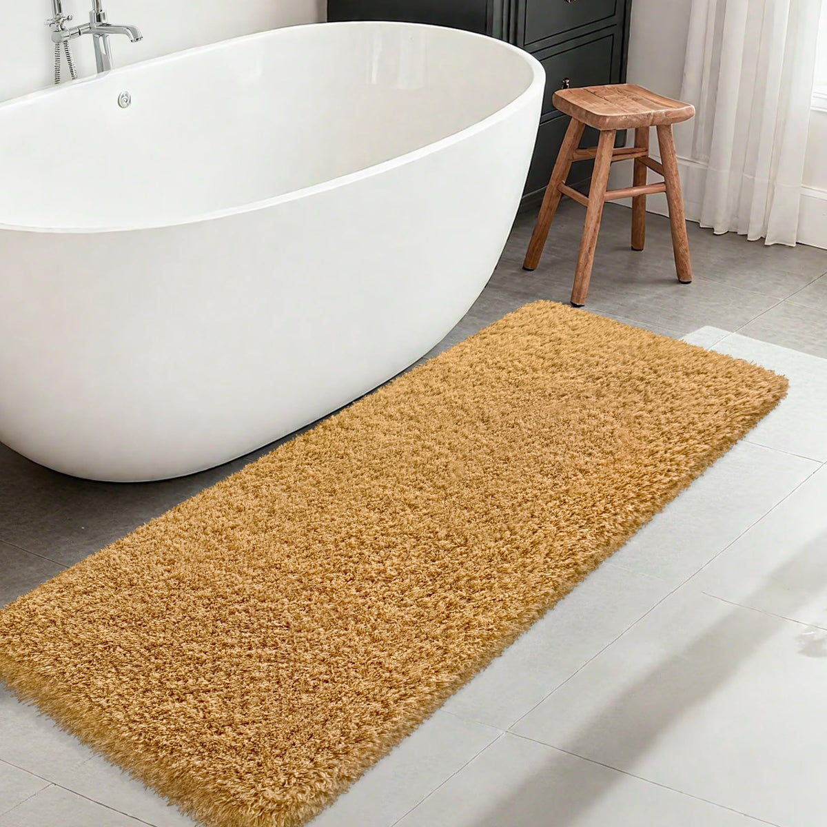 White Bathroom Rugs Non Slip 24"x16",Absorbent Bath Mat Quick Dry
