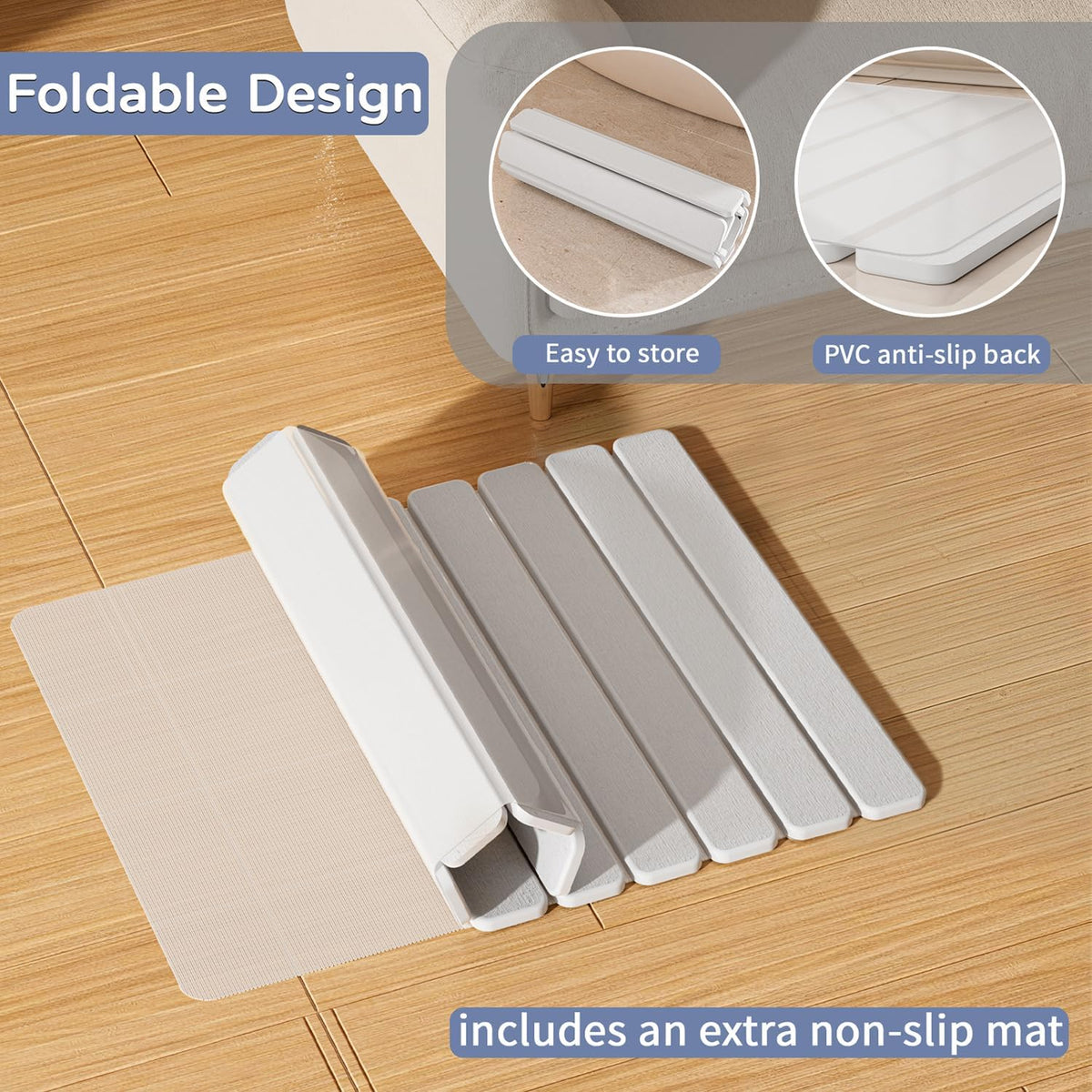 Foldable Stone Bath Mat, Diatomaceous Earth Stone Drying Mats for Bathroom