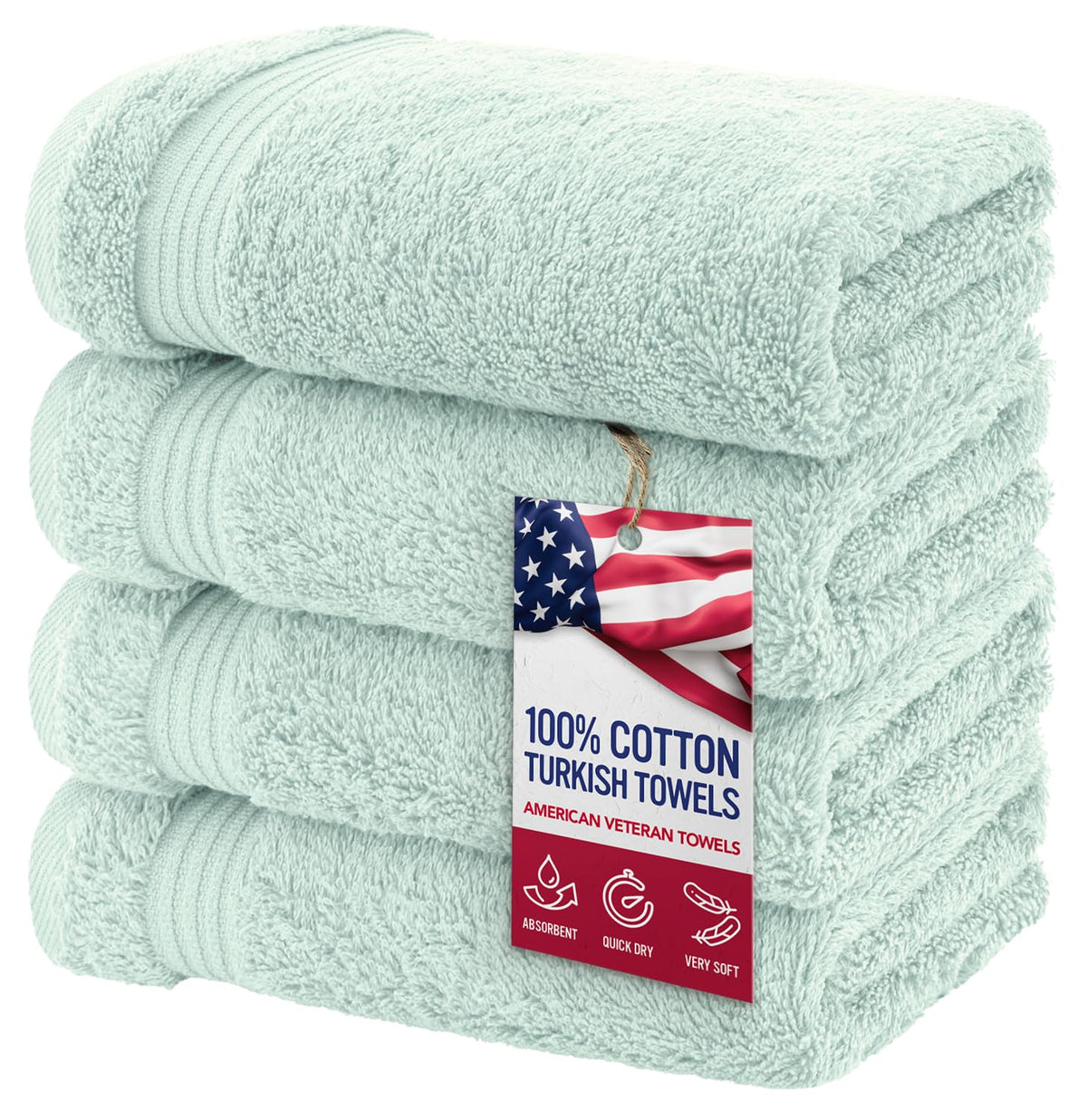 American Veteran Towel, 100% Cotton Turkish Bath Towels for Bathroom 4 Pack, 27x54 Extra Large Premium Soft Drying Bathroom Towels, Navy Blue