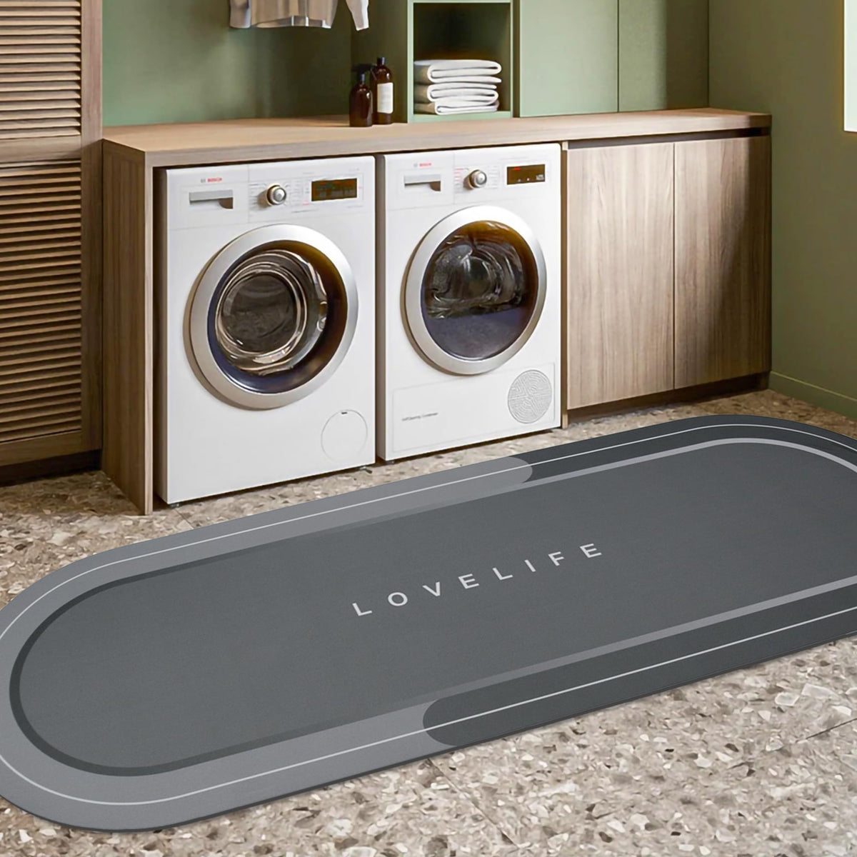Rubber Bath mats Quick-Drying Non-Slip Bathroom mat Super Absorbent Bath mat Instant Dry Bath mat, Bathroom Rug in Front of The Kitchen Sink, Shower Room, Bathtub, Oval(Grey+16.9x26.7in)