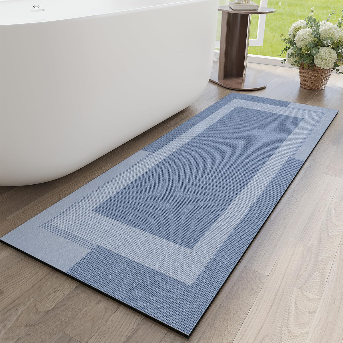 YDKGL Non Slip Bath Mat Thin Bathroom Rugs Fit Under Door Dark Grey 16"x24"