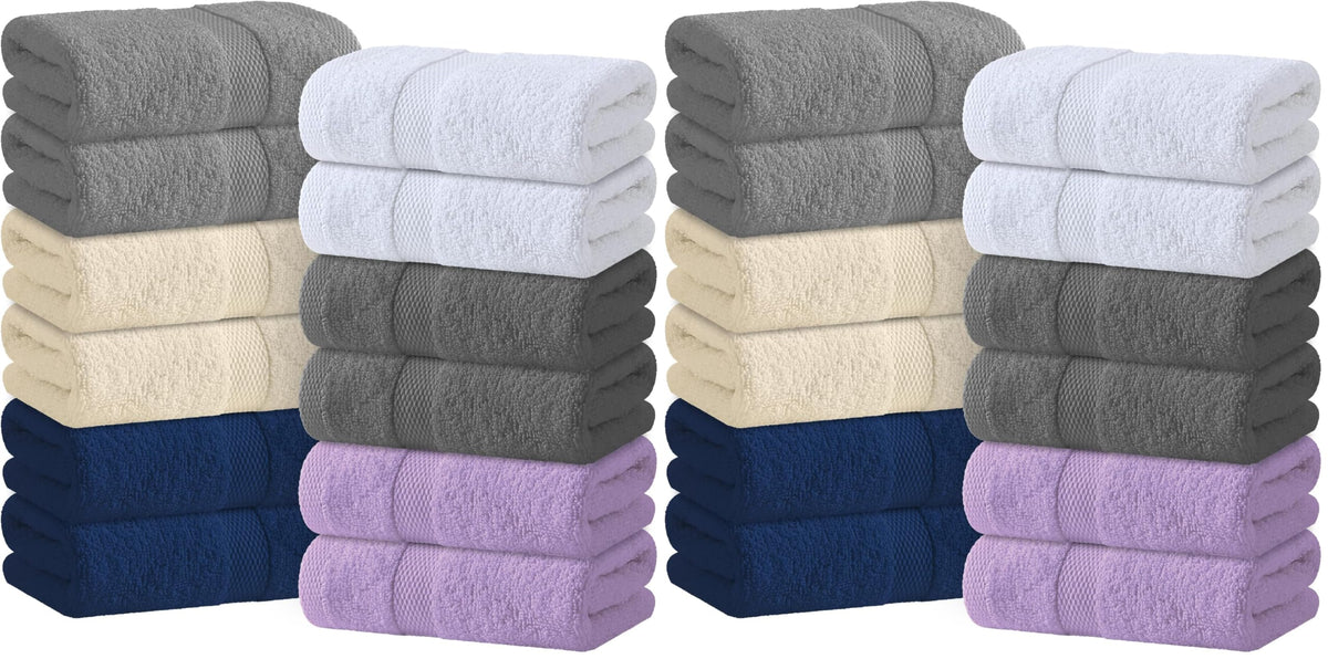 Wealuxe White Bath Towels Set of 4 — 27 x 54 Inch, 100% Ring Spun Cotton 650GSM, Extra Absorbent, Soft White Towels for Bathroom, Shower, Hotel, Spa