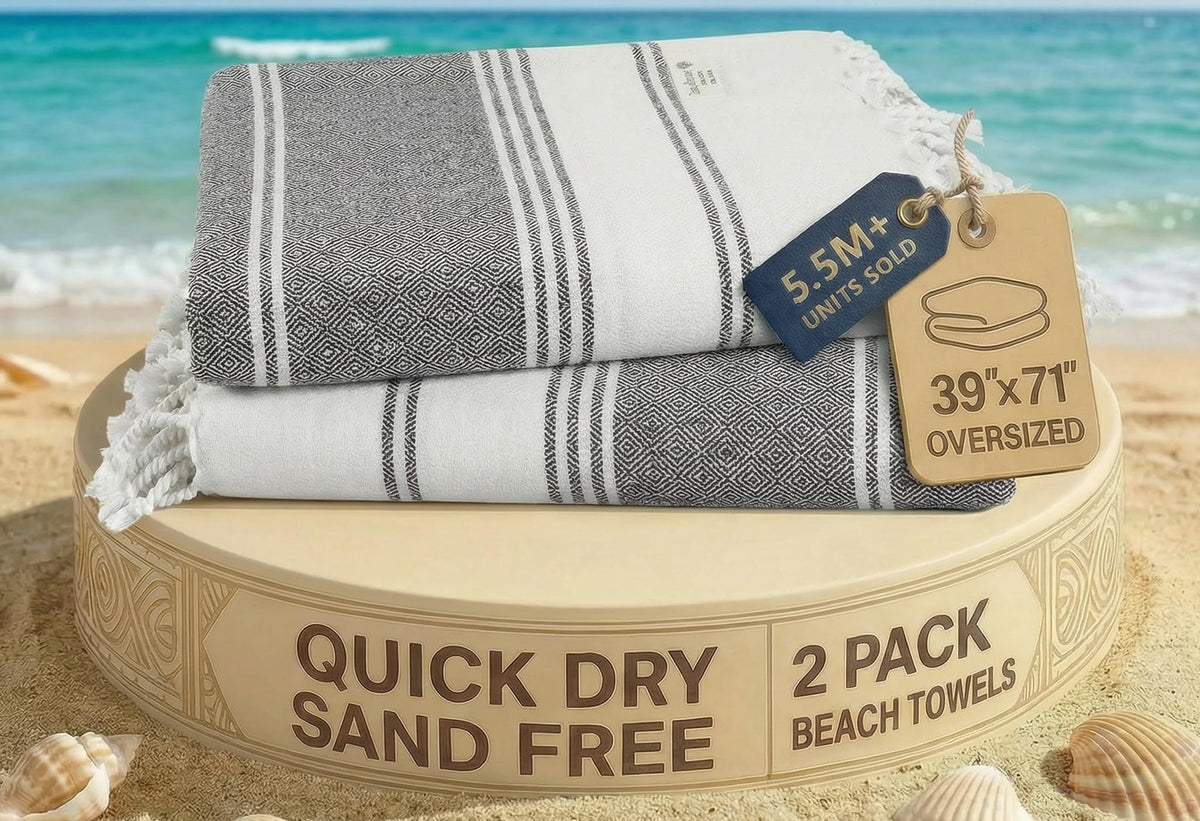 LANE LINEN Turkish Towels 6 Pcs, Beach Towels Oversized, Soft - Beach Party