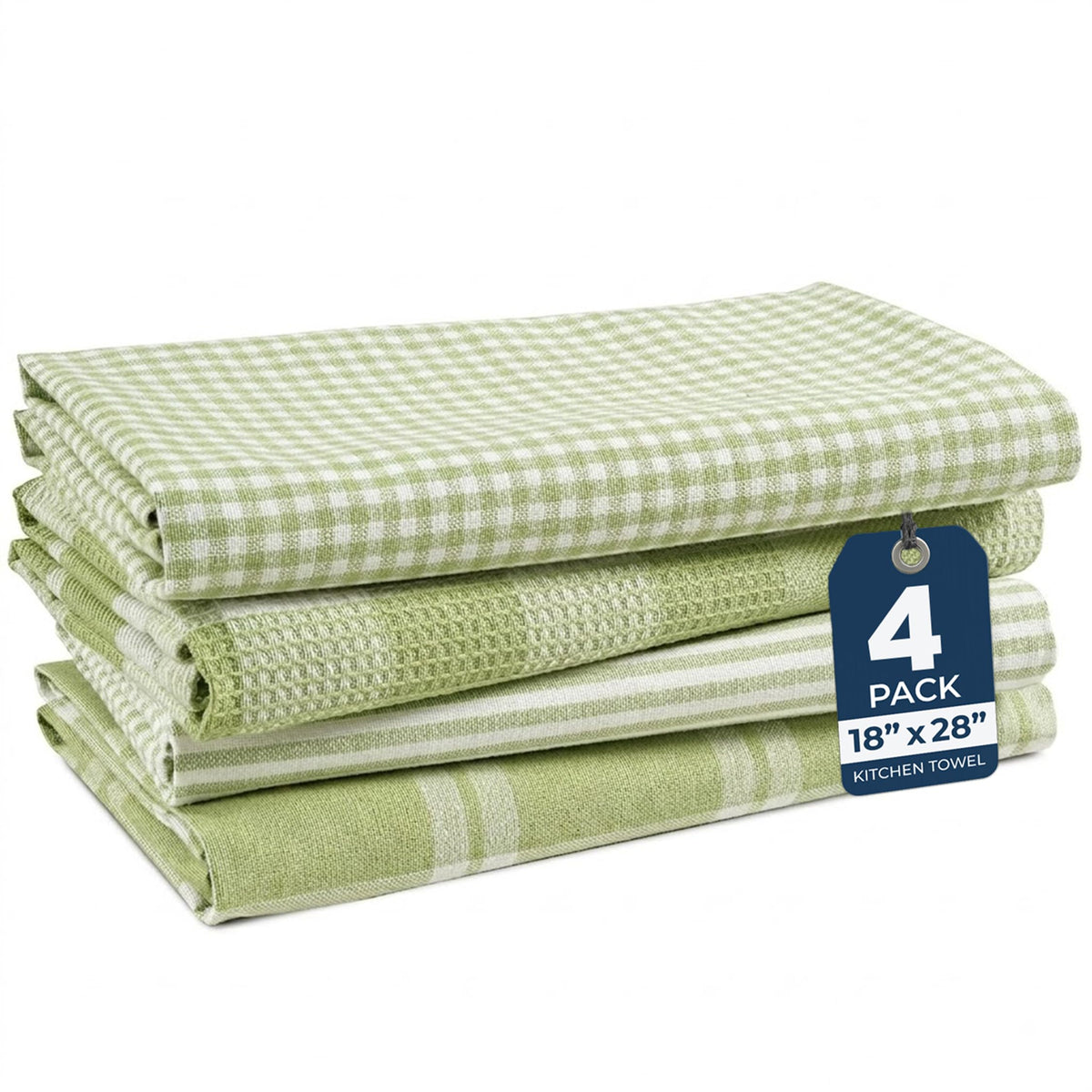 LANE LINEN Dish Towels for Kitchen 100% Cotton Tightly Woven 6 Pack - Olive