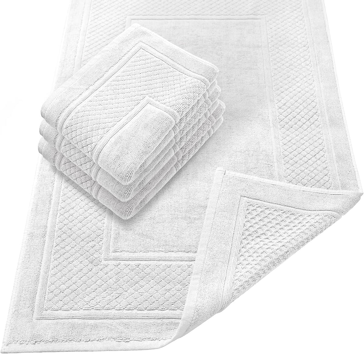 Avalon Towels Grey Bath Mat - 100% Cotton Set of 2 Absorbent Bathmat - Bathroom Mats Quick Dry Bath Mats for Bathrooms (22x34 Inches)