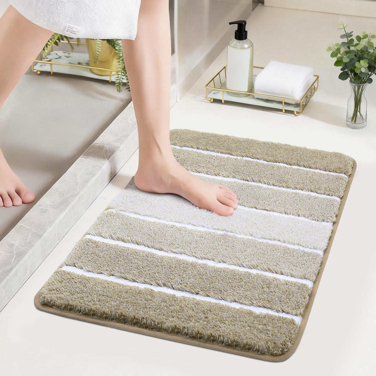 COSY HOMEER Bathroom Rugs 24x17,Ultra Soft Absorbent Bath Mat,Grey