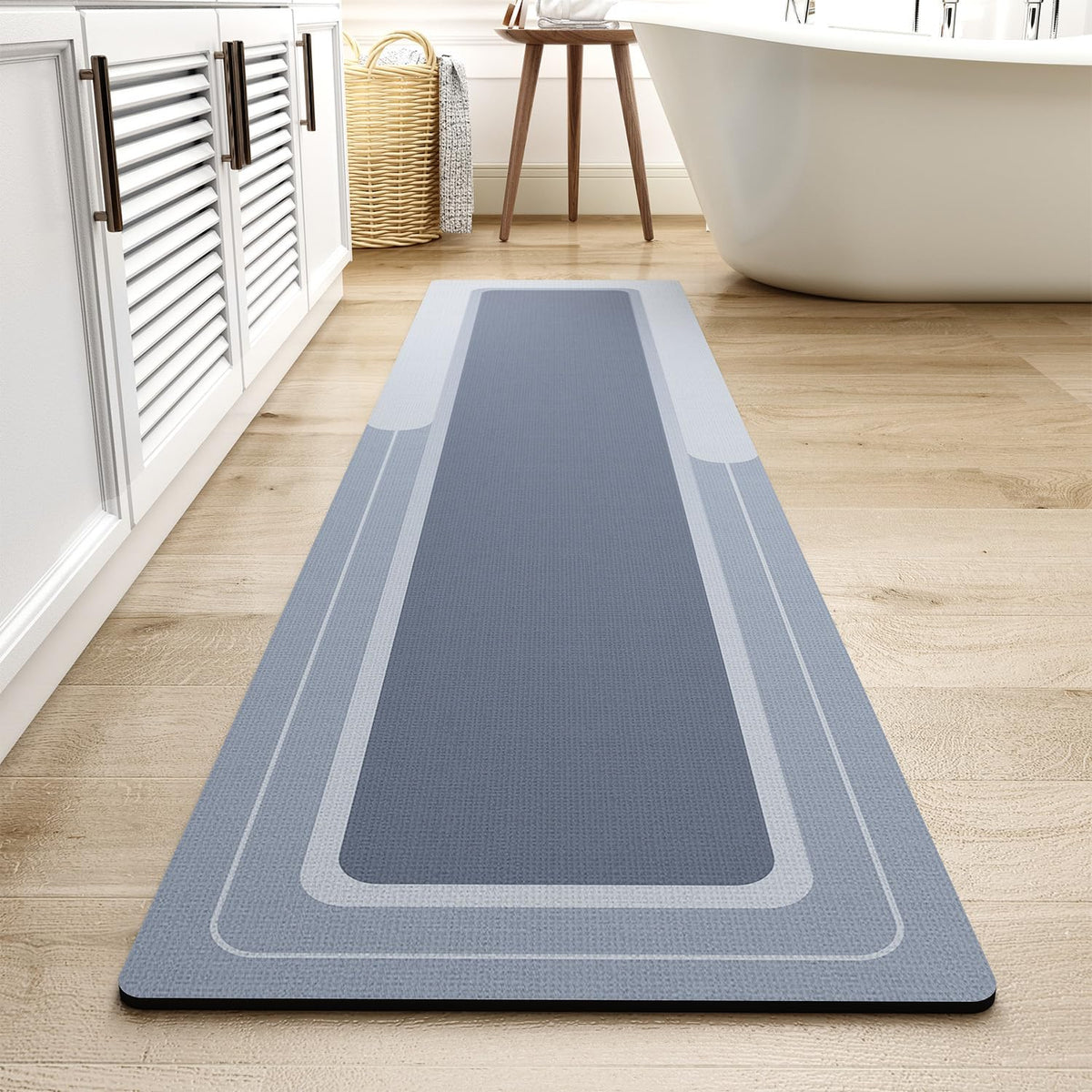 MontVoo-Bath Mat-Bathroom Mat Rug Non Slip Super Absorbent Stain Resistant Quick Dry Thin Bath Rug-Bath Mats for Bathroom Floor Bathtub Vanity-Bathmat Bath Rug Easy Care-17"x27" Grey