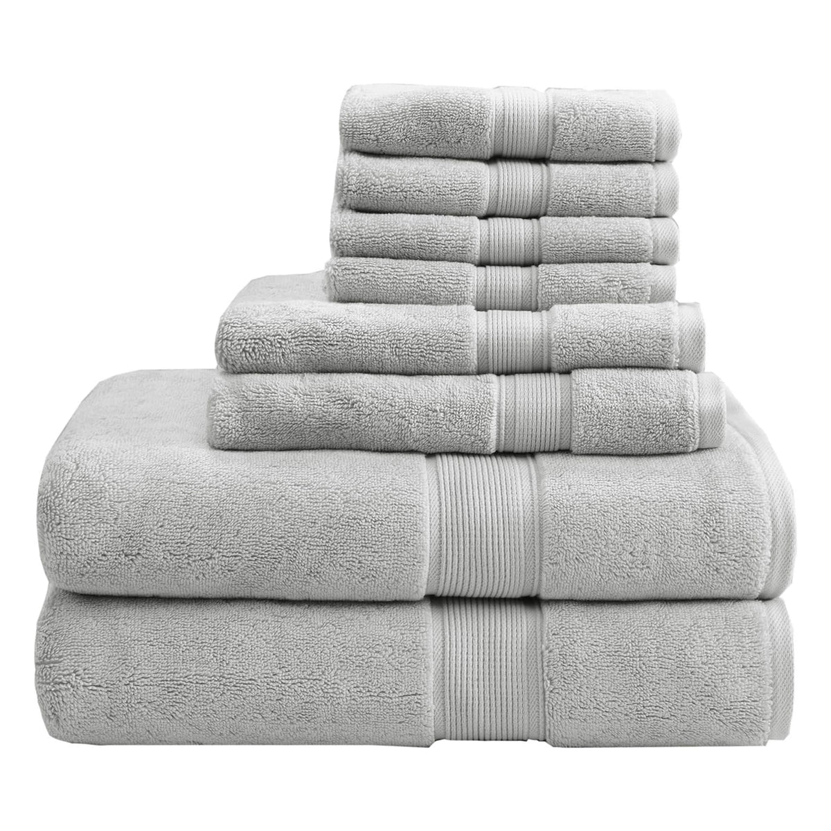 Madison Park 800GSM 100% Cotton Bathroom Bath Towel Set of 8, Light Blue