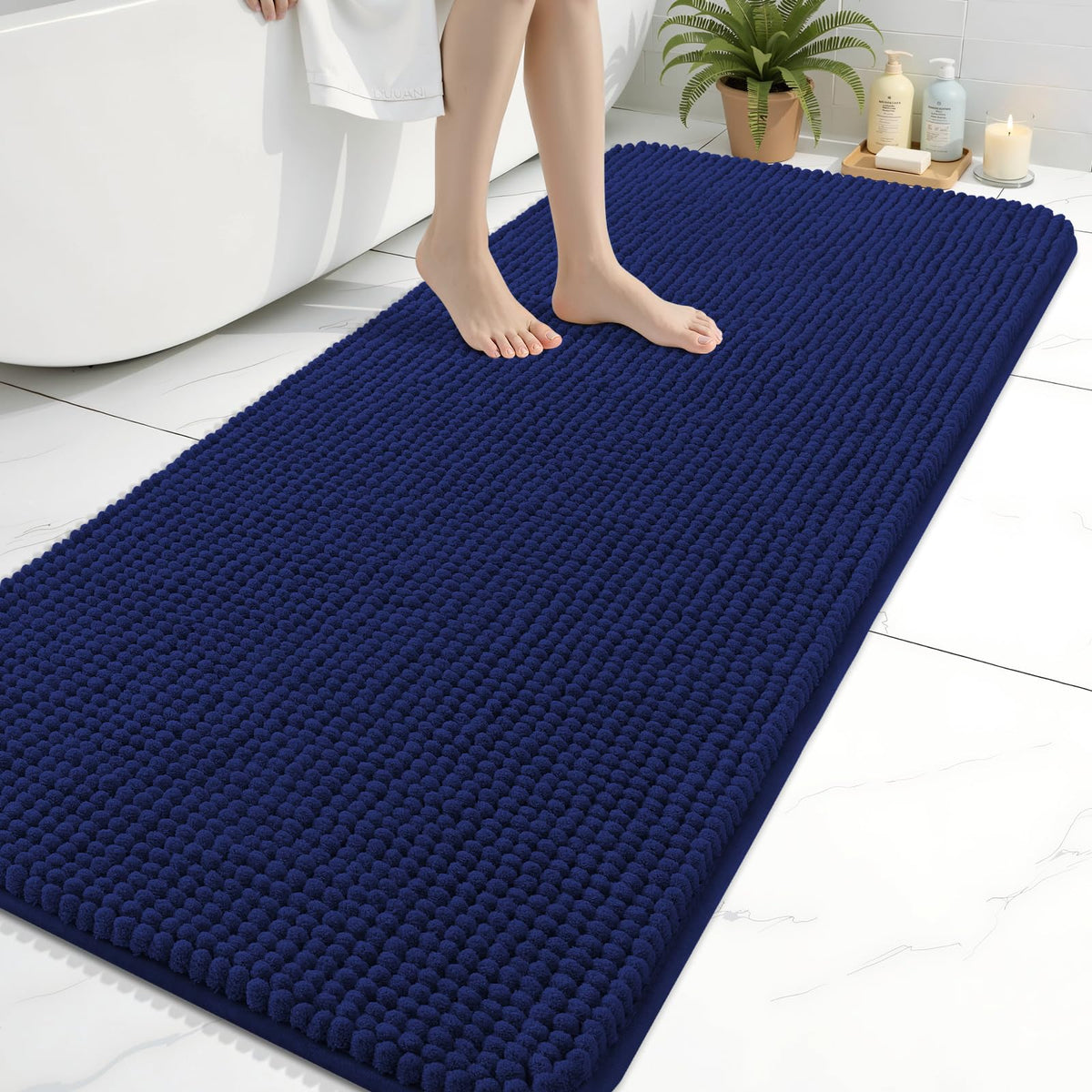Arotive Chenille Bathroom Rugs 30x20, Soft Absorbent Bath Mat, Grey