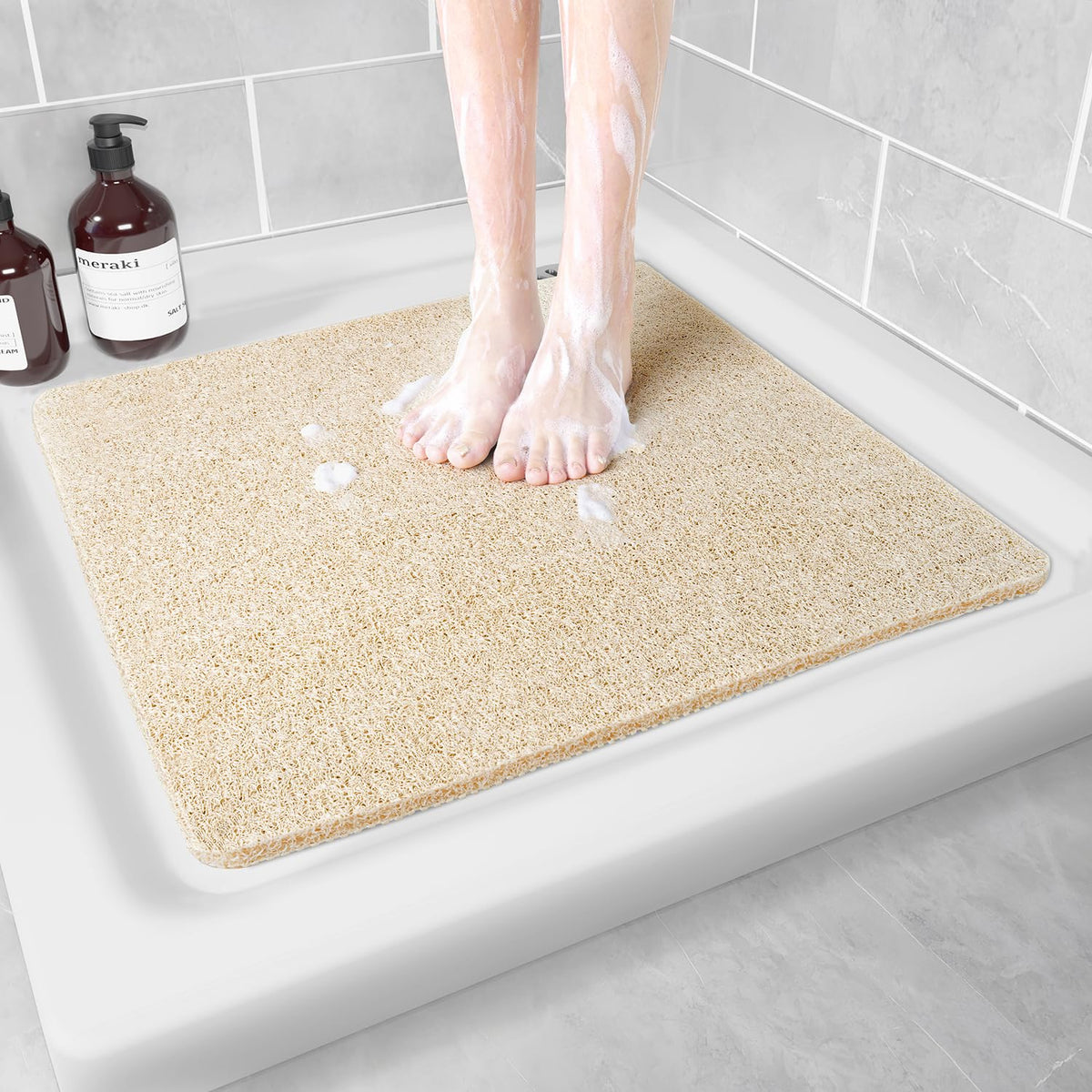 Hargiis Non Slip Bathtub Mat, Anti Slip Shower Mat, Fast Drying Bath Tub Mats, Foot Scrubber Mat, Anti Slip Mat for Tub, Floor, Bathroom, Home, Kitchen, Hotel (Grey 24"x16")