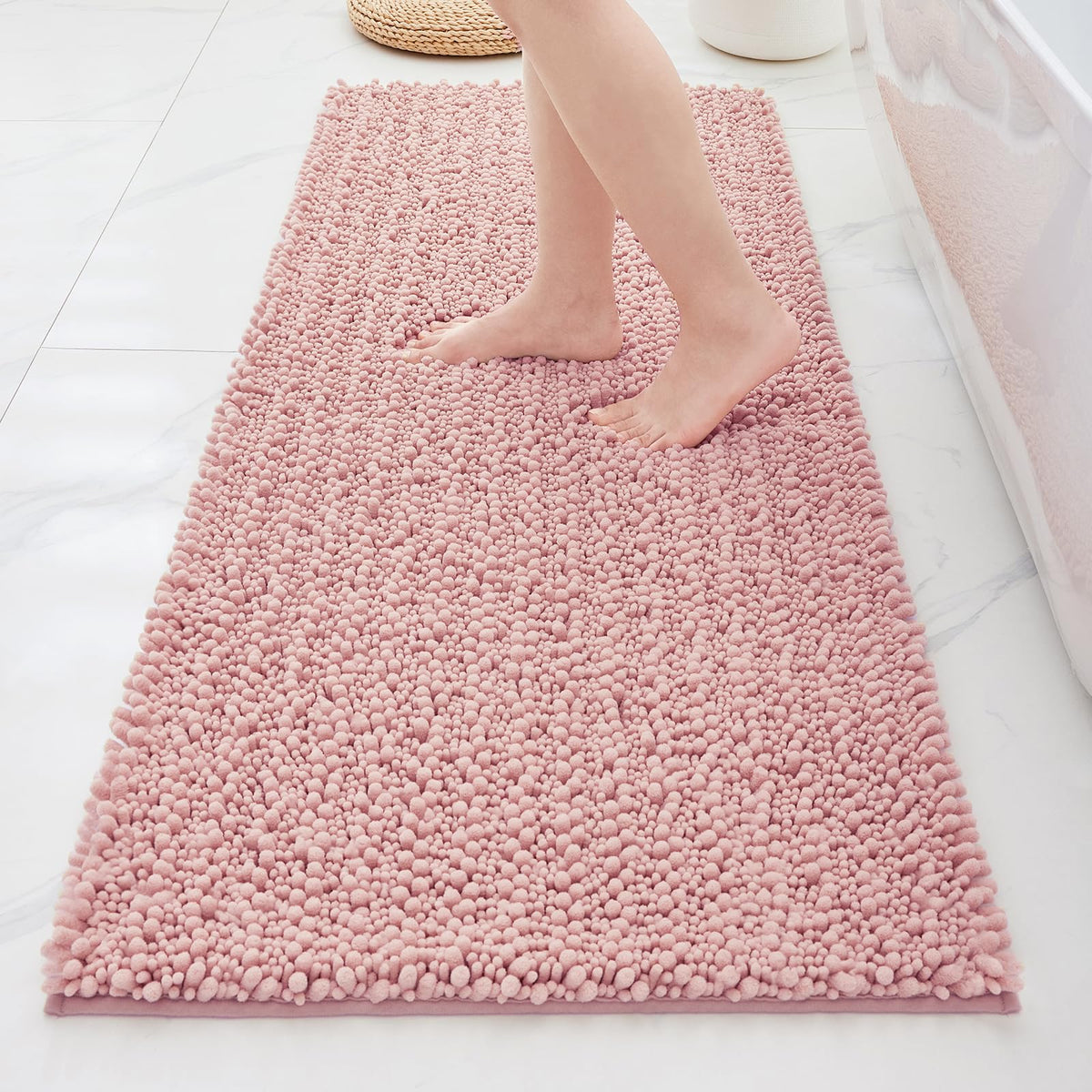 ILANGO Bathroom Rugs Dark Grey 32x20,Extra Soft Absorbent Chenille Bath Rugs,Thick Non-Slip Shaggy Bath Mat,Machine Washable Quick Dry Bath Mats for Bathroom Floor, Tub, Shower Accessories