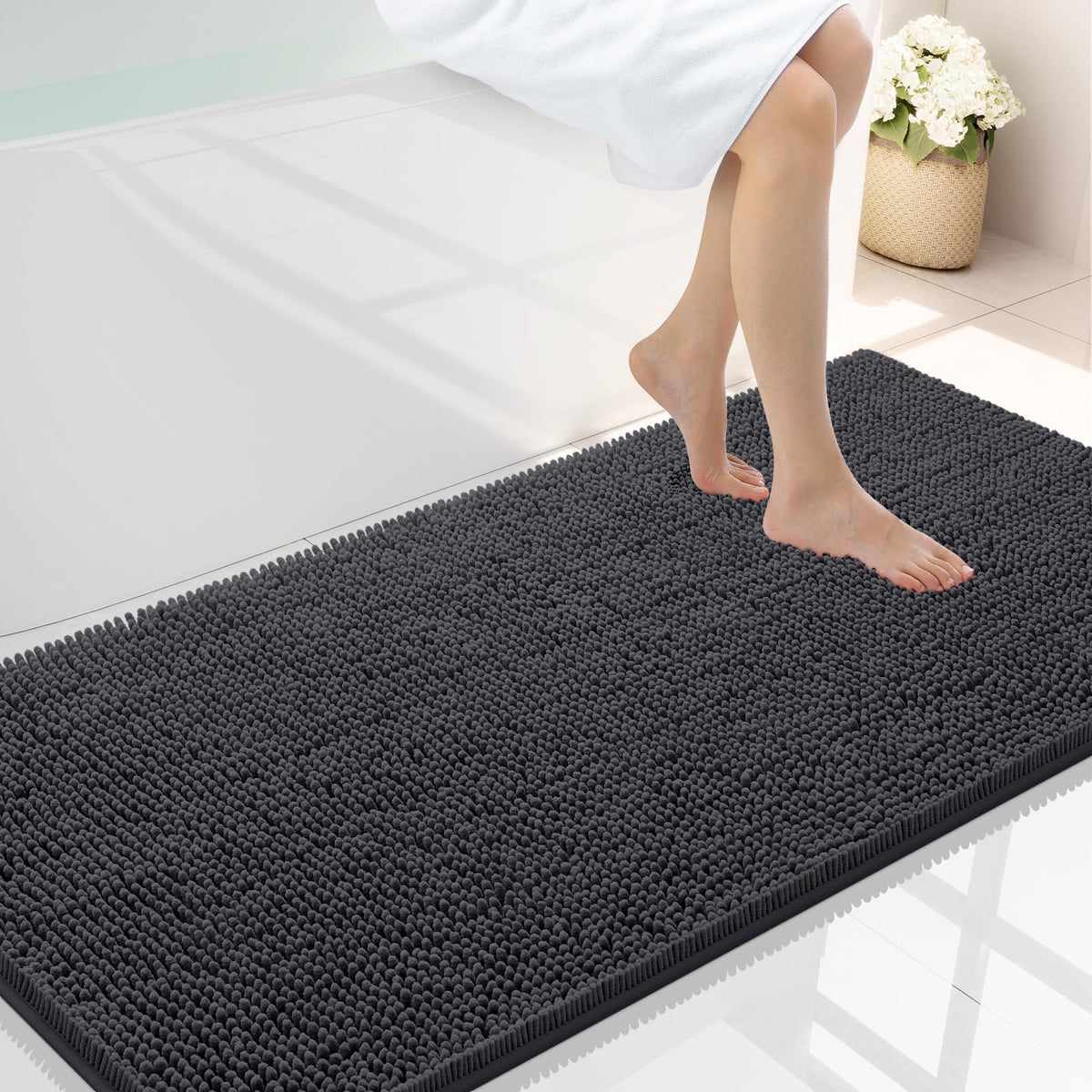 Smiry Bathroom Rugs 30X20, Luxury Chenille Extra Soft Absorbent Bath Mat