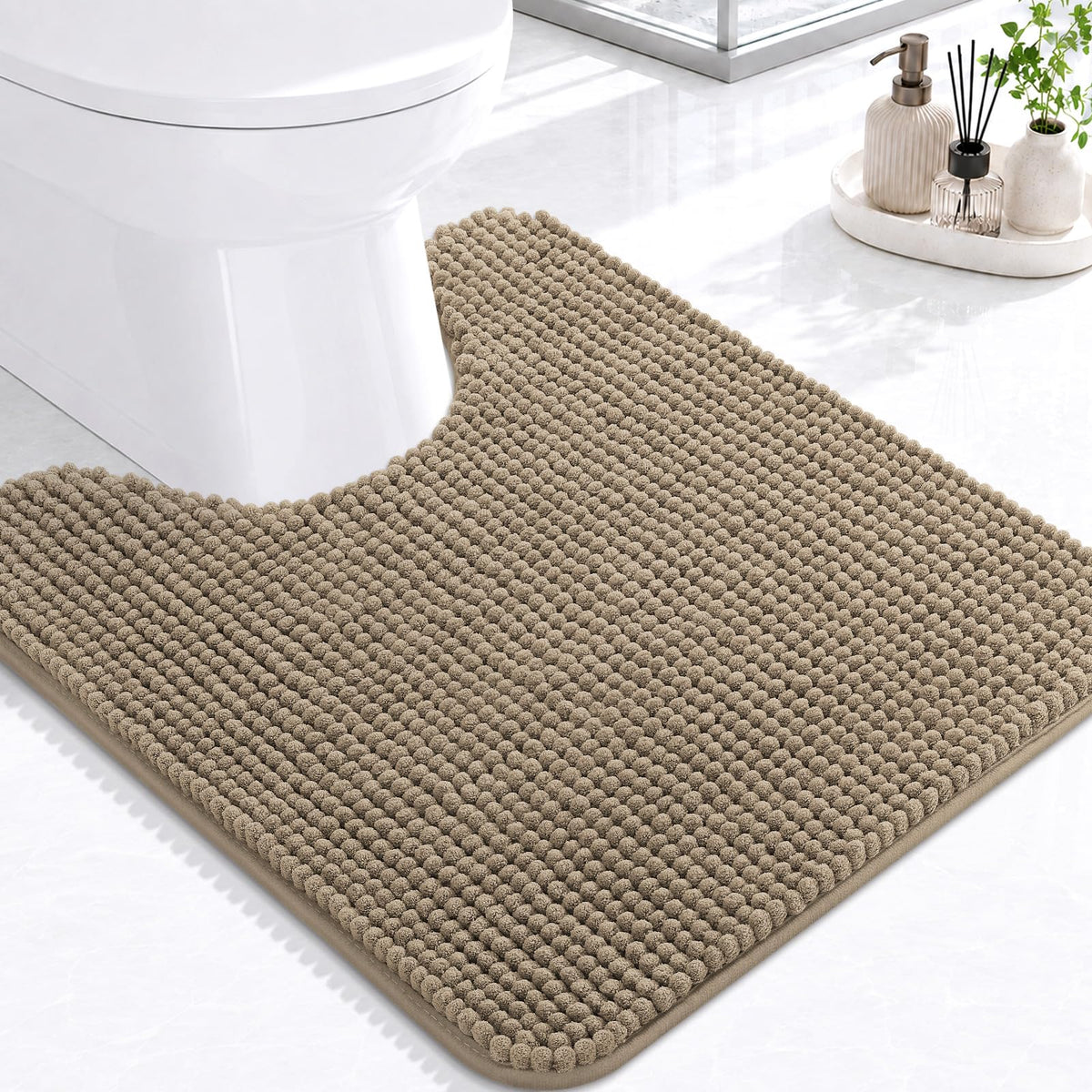 Arotive Chenille Bathroom Rugs 30x20, Soft Absorbent Bath Mat, Grey